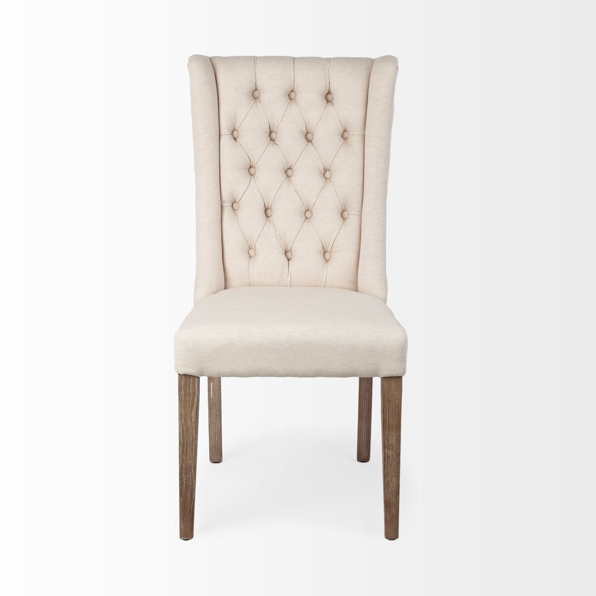 Mackenzie High-Back Dining Side Chair | Cream Plush Linen w/ Ash Wood — product photograph