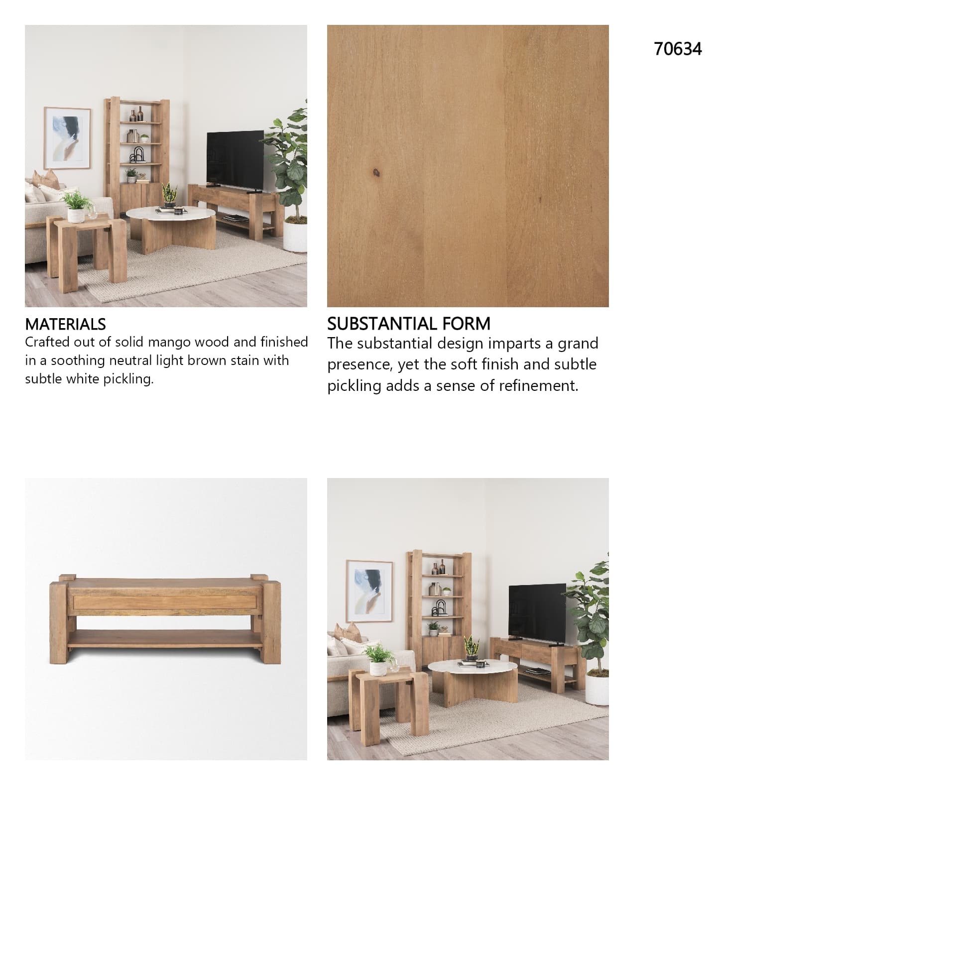 Beth Light Brown Wood Media Console — in a styled room
