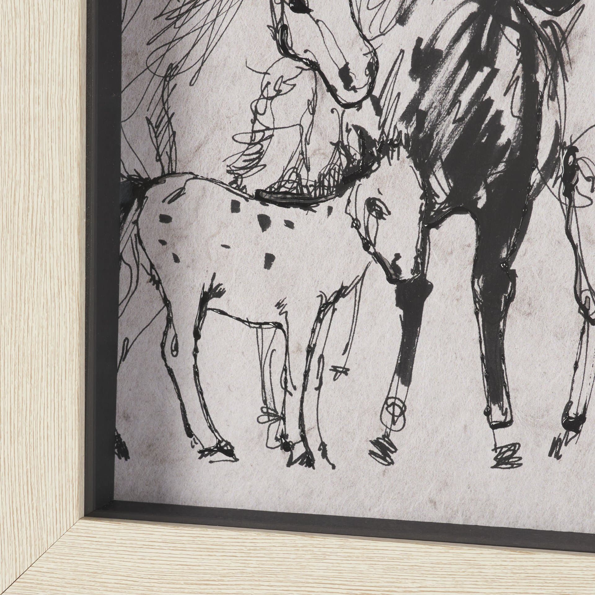 Pony Sketches II by Mercana Studio Hand-Embellished Framed Artwork Matted under Glass — product photograph