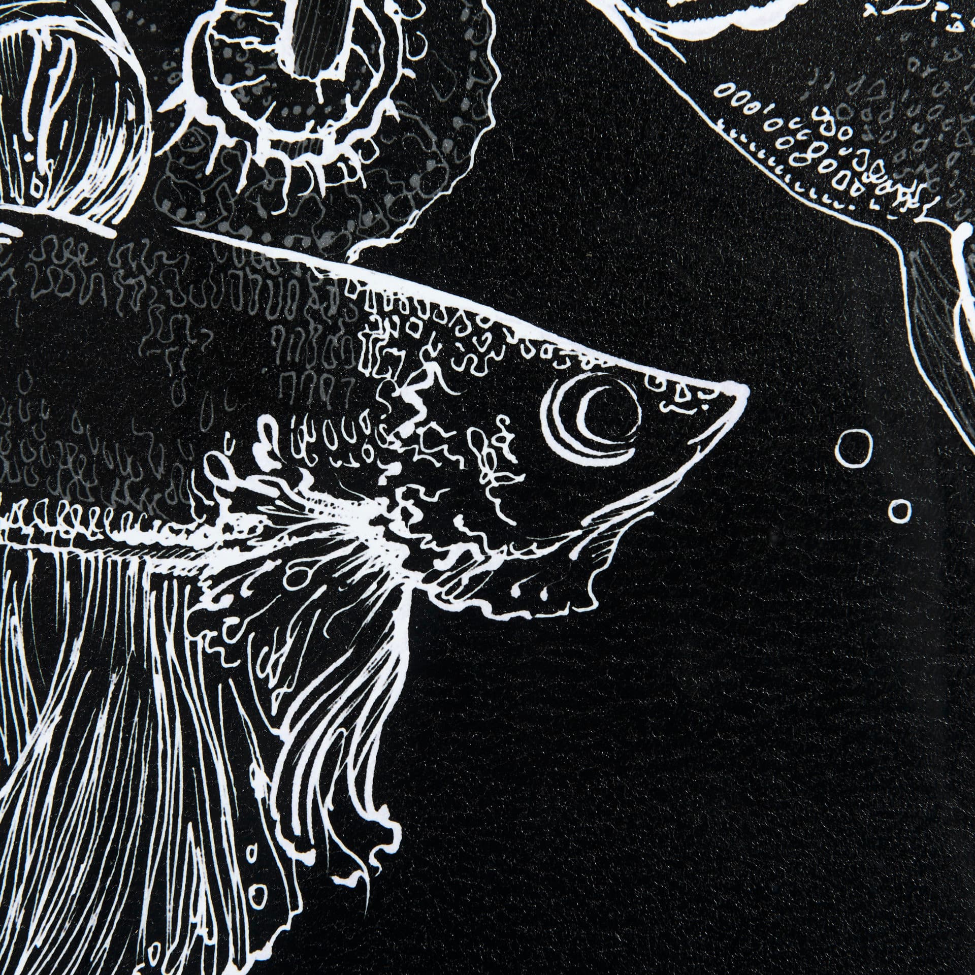 Fish Black by Mercana Studio a Hand Embellished Textured Framed Art Print Matted under Glass — product photograph