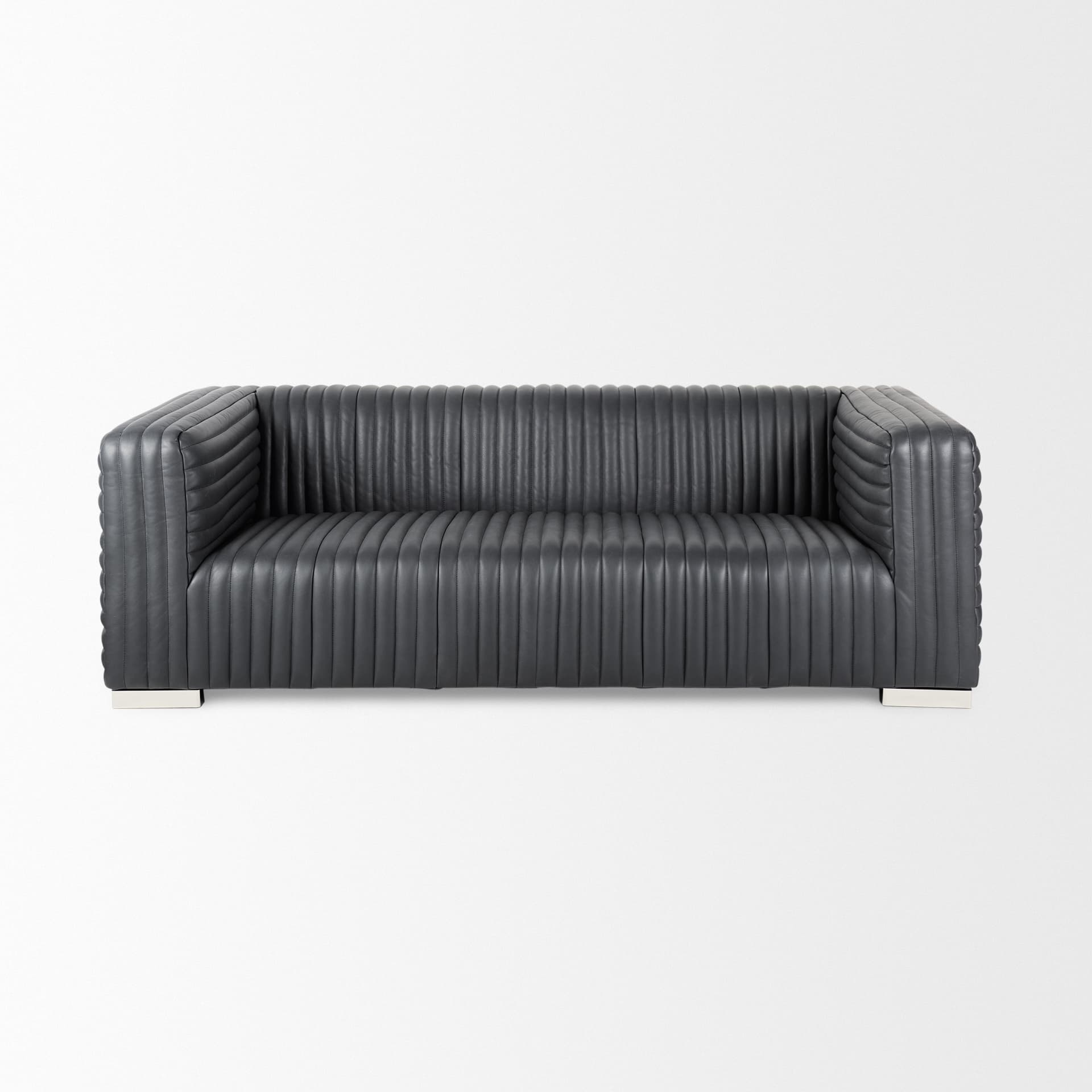 Ricciardo 82.5W Black Leather Wrapped Three Seater Sofa — product photograph