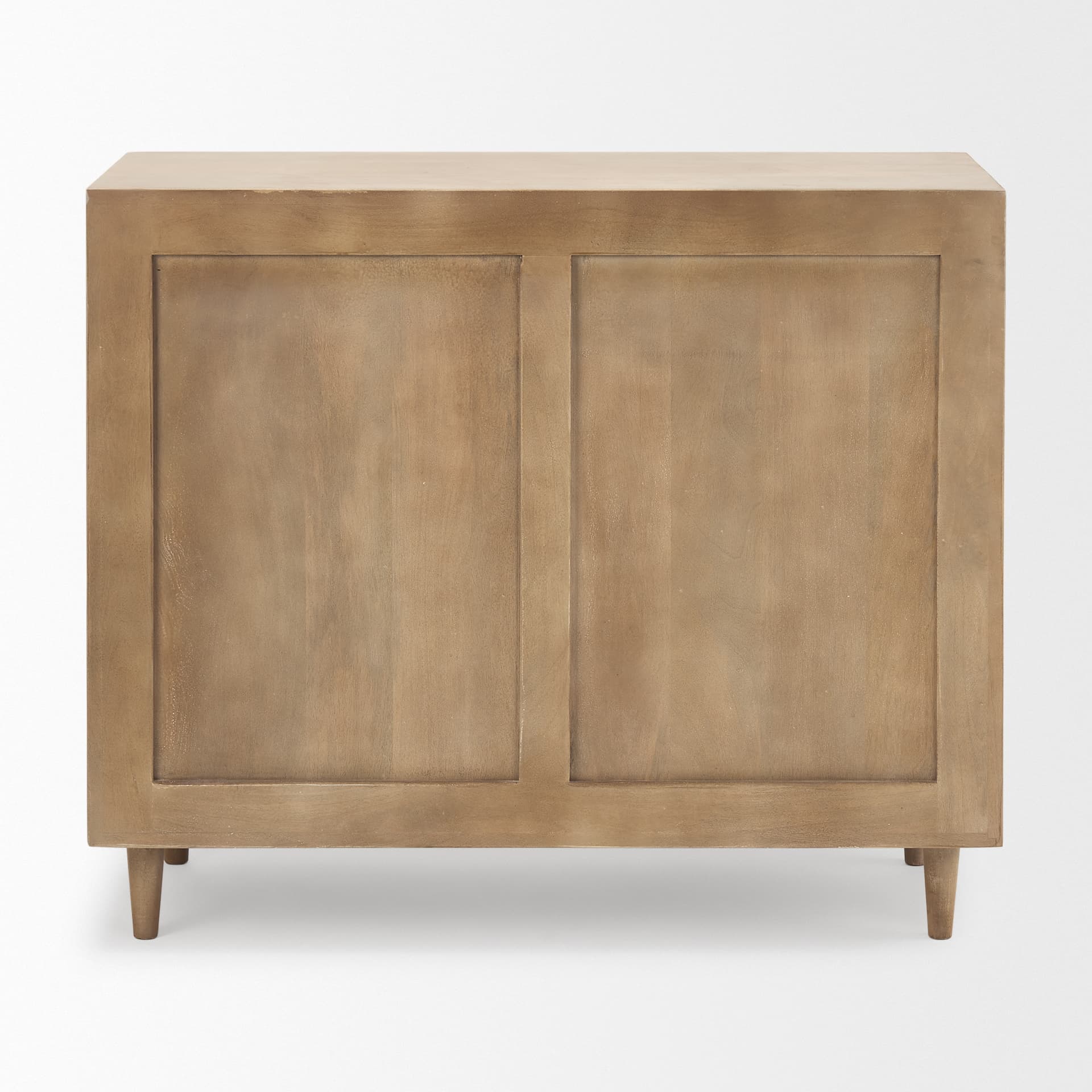 Tucker Light Brown Wood w/ Carved Arch Pattern 2 Door Accent Cabinet — product photograph