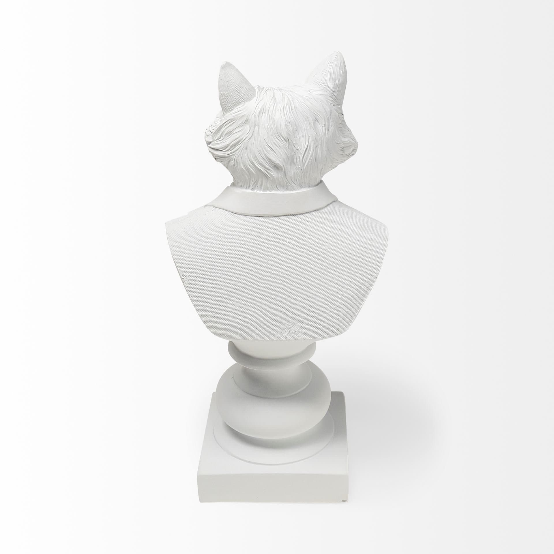 Murray 13H White Painted Resin Fox in a Suit Bust — product photograph