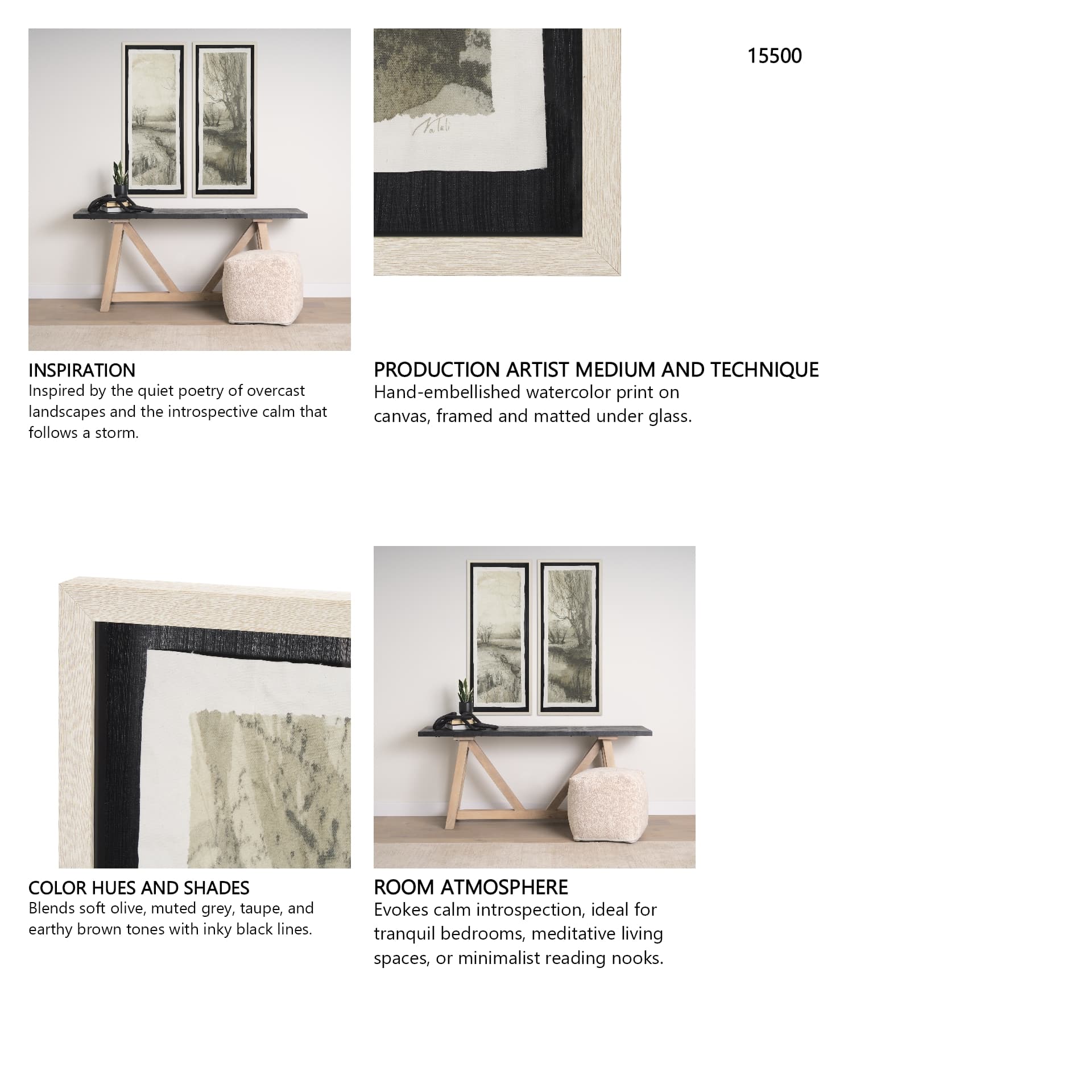 Beyond the Rain II by Mercana Studio a Hand Embellished Framed Art Print Matted under Glass — in a styled room