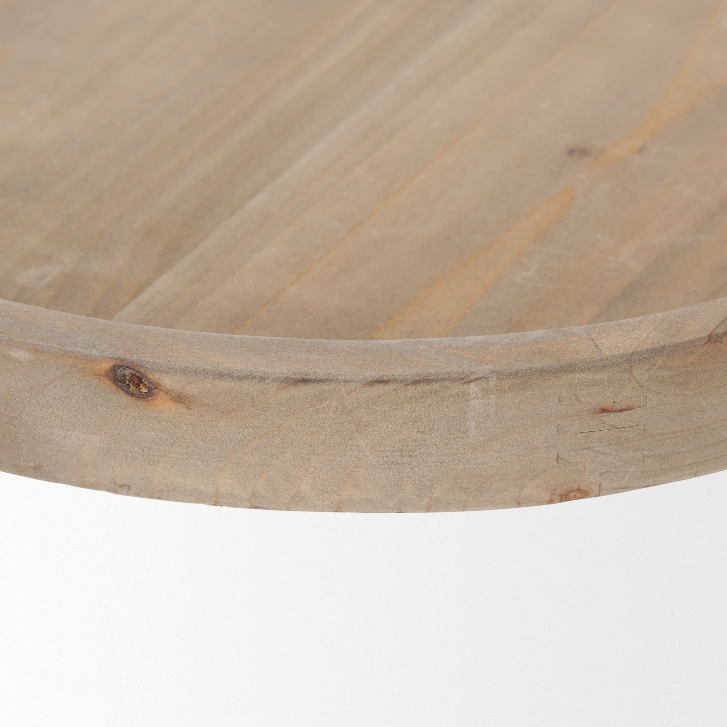Virve Round Light Brown Wood w/ Gray Wash Wooden Trays — product photograph