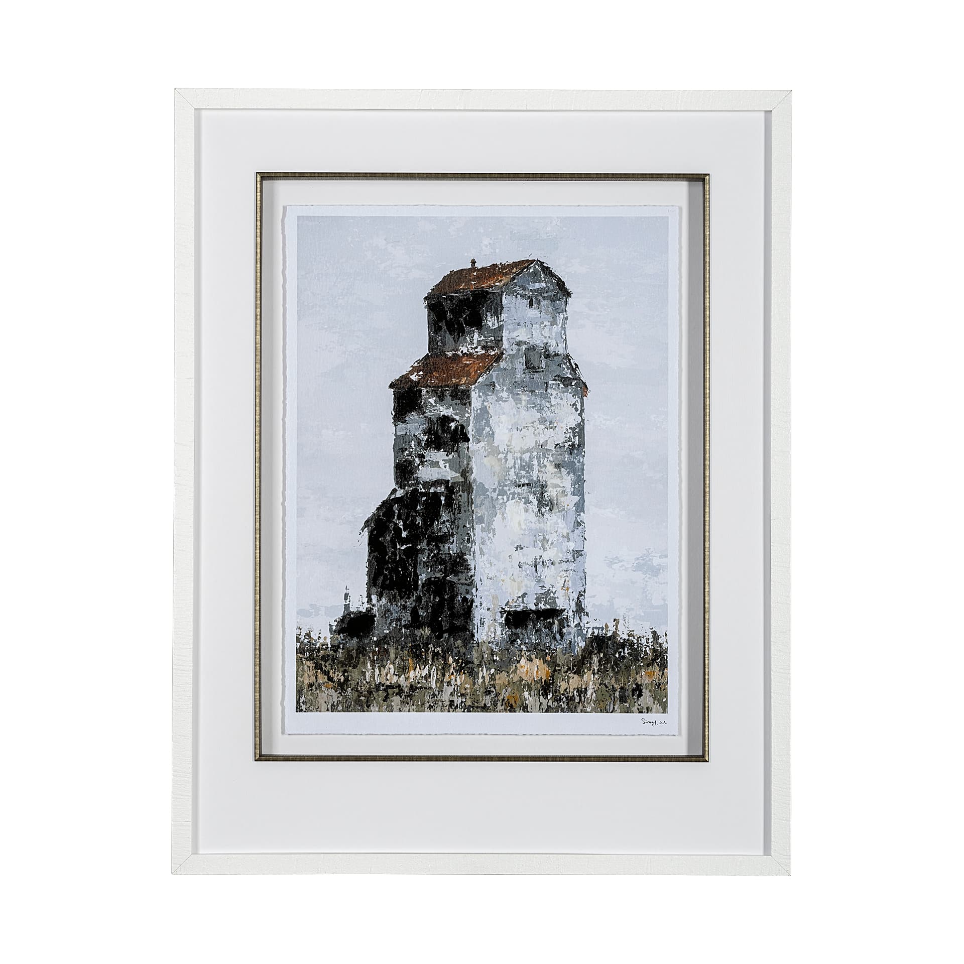 Abandoned Grain Elevator I by Mercana Studio Hand Embellished Framed Art Print Matted under Glass — product photograph