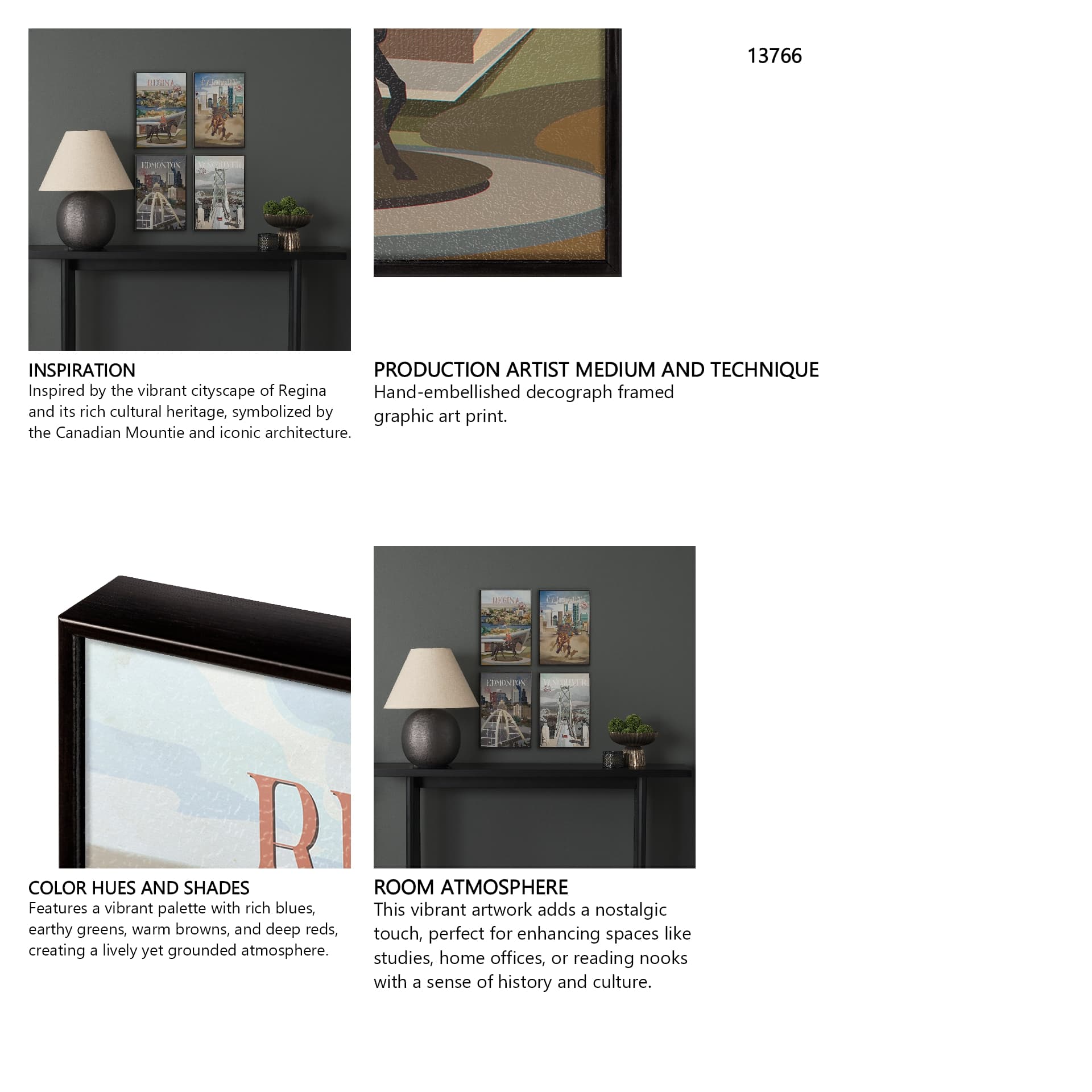 Regina Go Canada (SM) by Mercana Studio a Hand Embellished Decograph Framed Art Print — in a styled room