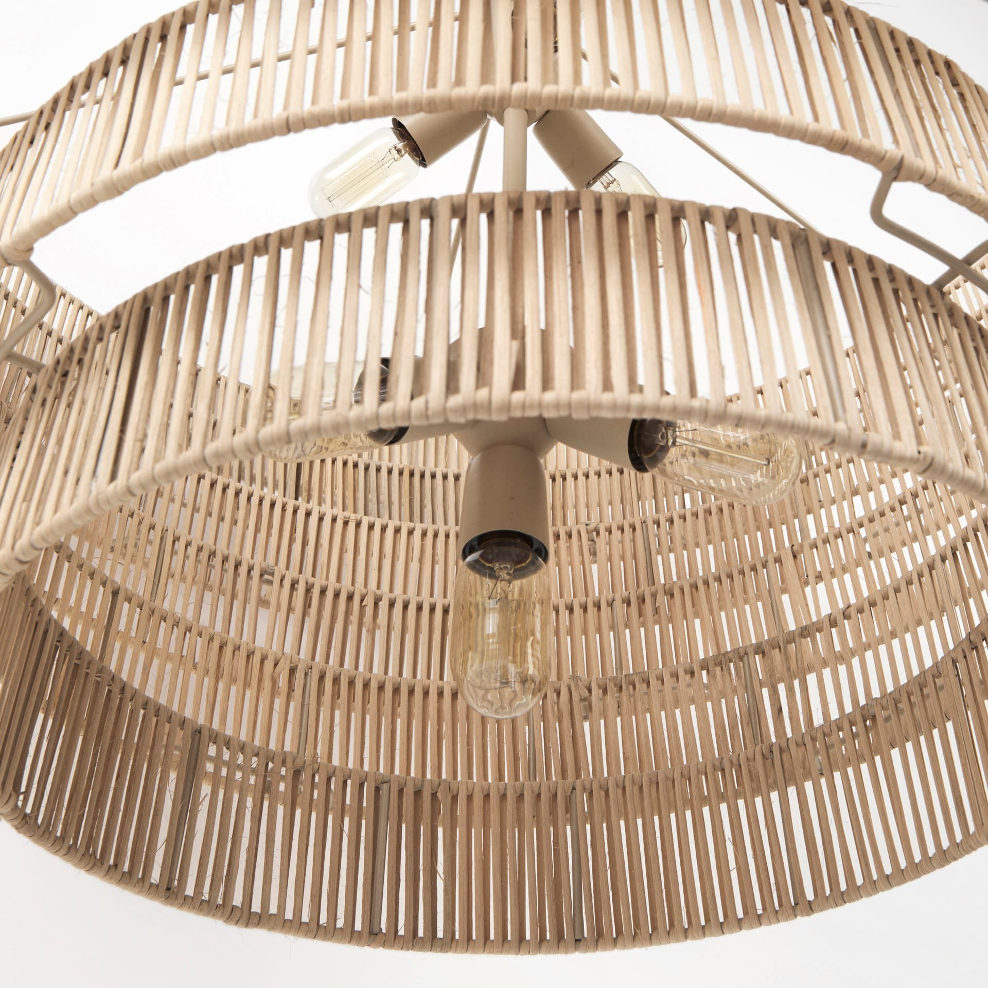 Marimba 40 L x 40 W x 24 H Natural Cane 6 Tier Chandelier — product photograph