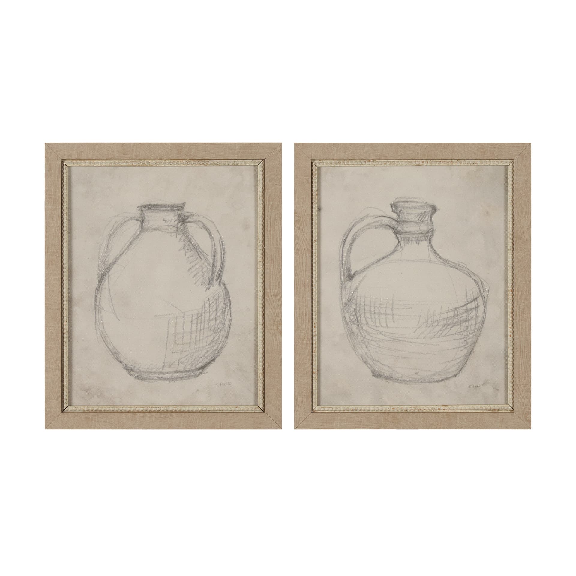 Handled Jug Sketch (Set of 2) by Mercana Studio a Hand Embellished Framed Art Print — product photograph