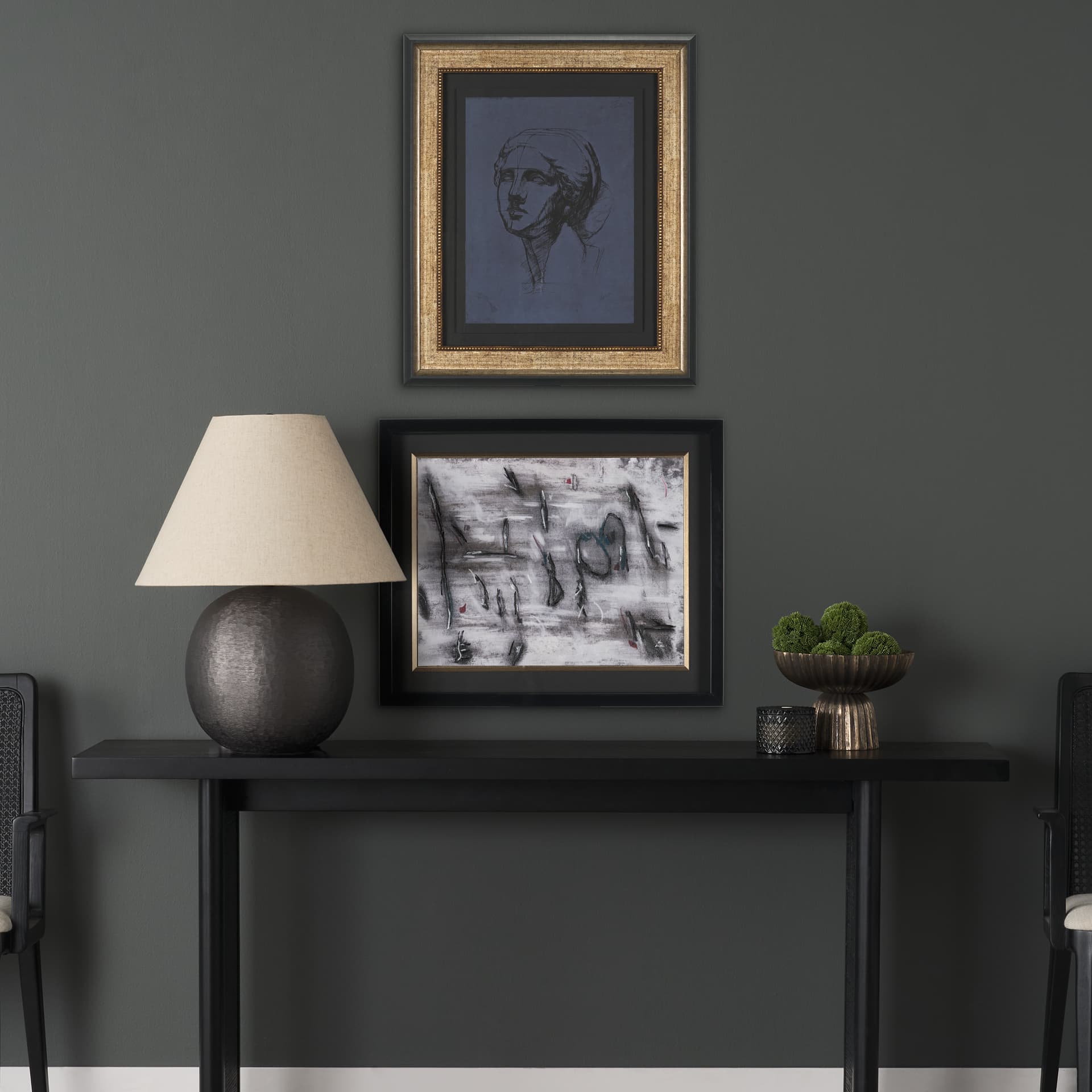 Free Style by Chad Warren a Hand Embellished Framed Print under Glass — in a styled room