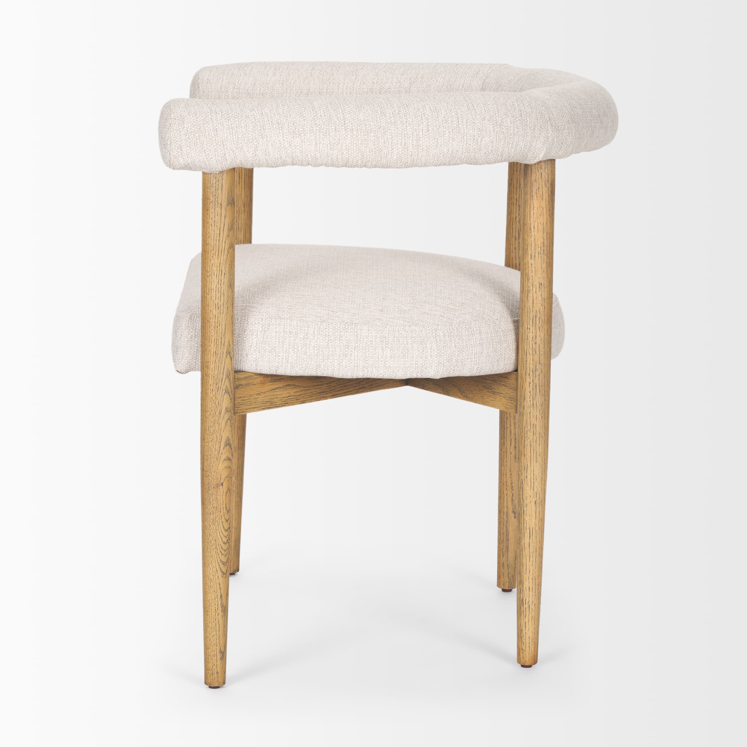 Arden Curved Back Dining Side Chair | Cream Twill w/ Brown Wood — product photograph