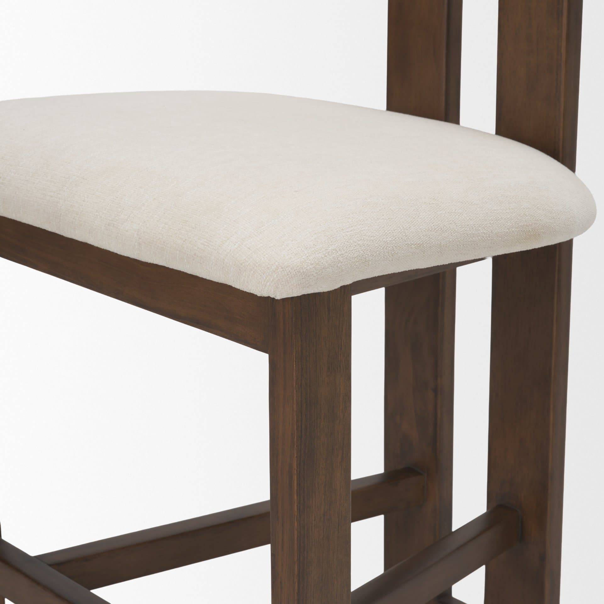 Tribeca Open Back 36.5in Seat Counter Stool | Cream Fabric w/ Wood — product photograph