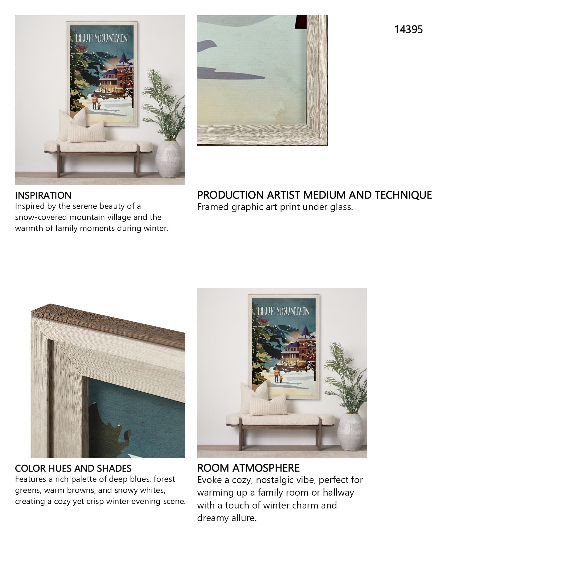 Blue Mountain by Simeng a Framed Art Print Matted under Glass — in a styled room