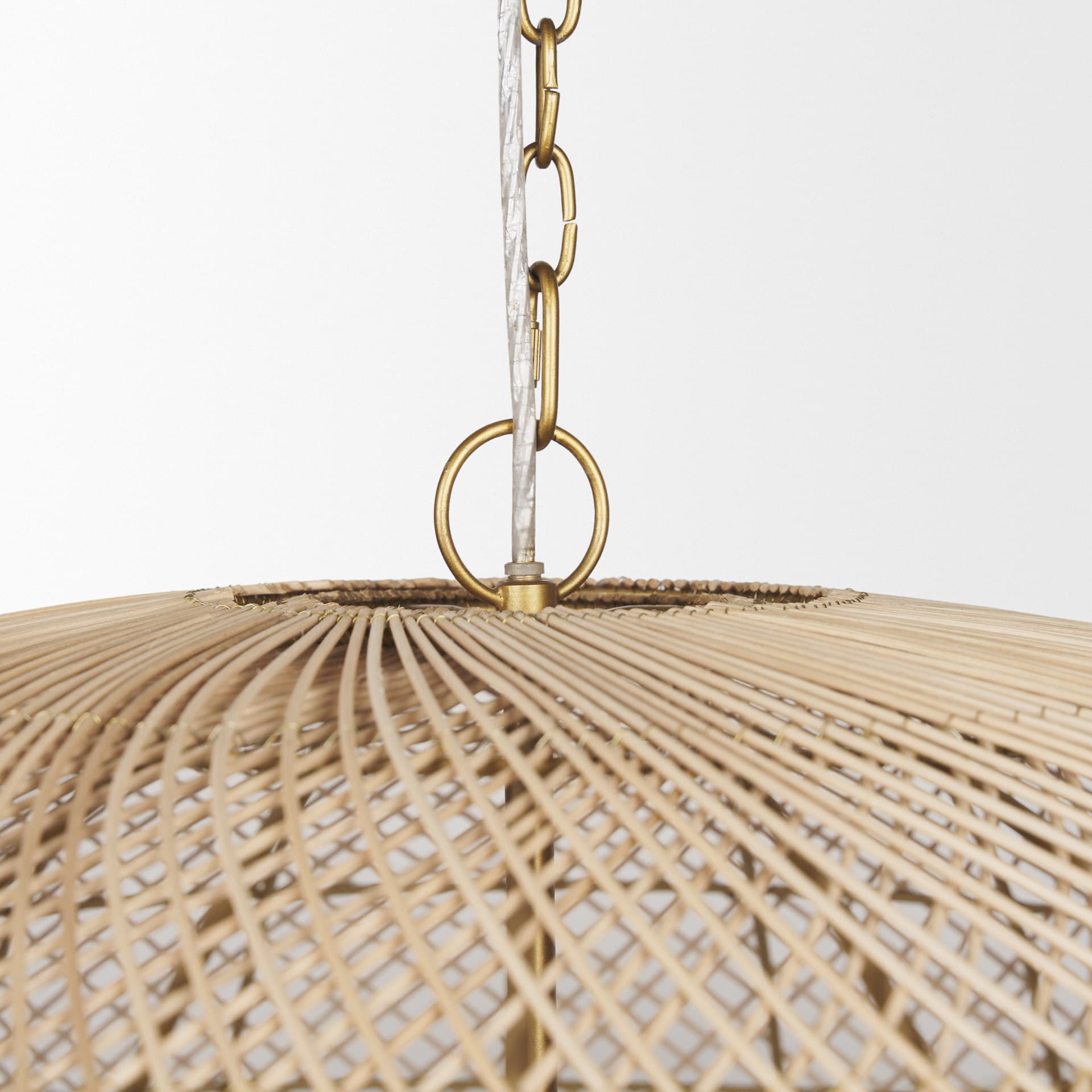 Thad 4-Light Natural Woven Rattan Dome Chandelier — product photograph