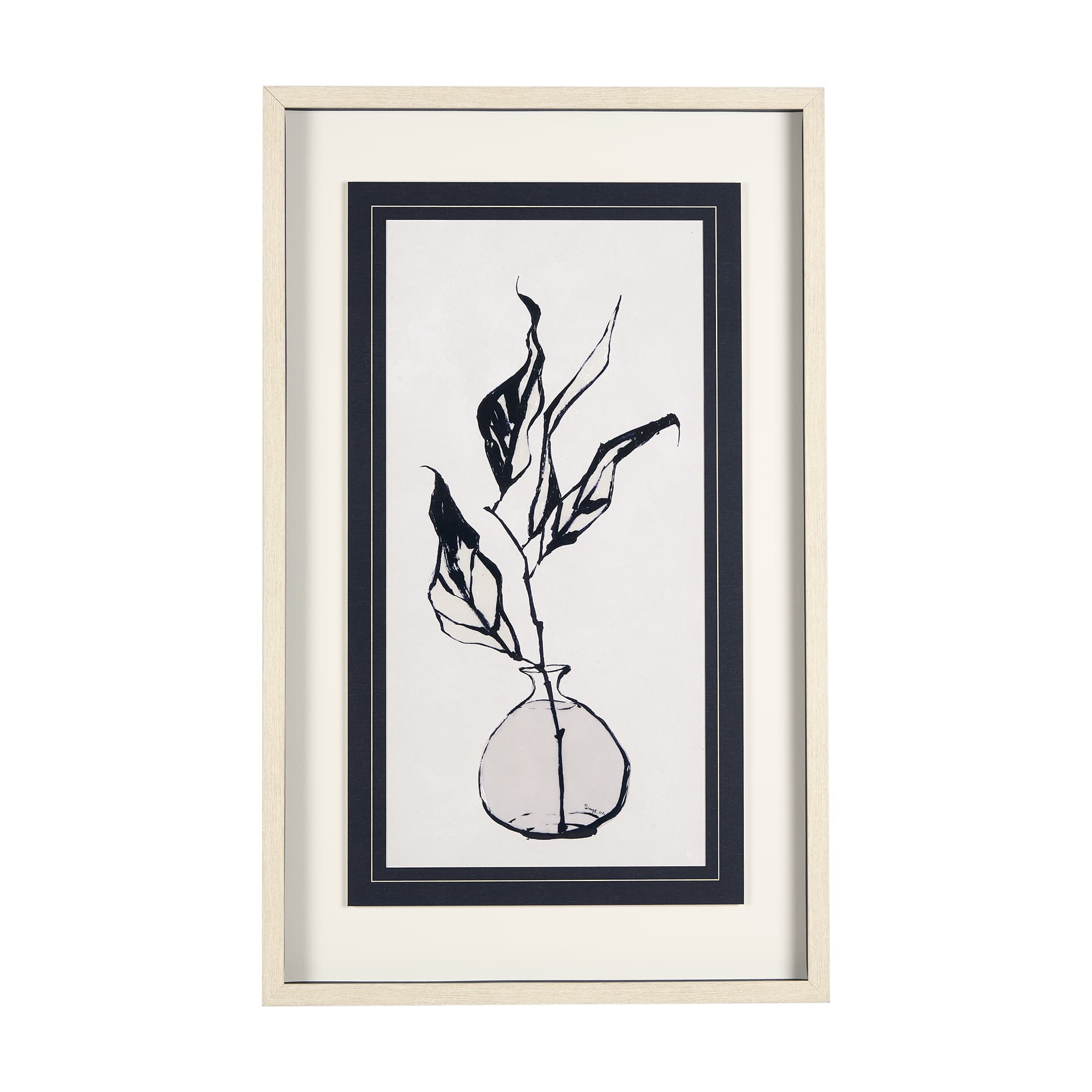 Sapphire Vase I by Mercana Studio a Hand Embellished Textured Framed Art Print Matted under Glass — product photograph
