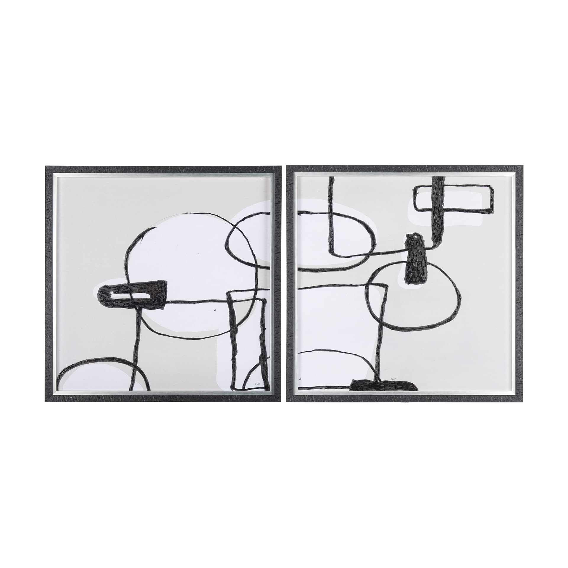 Neutral Shapes I by Mercana Studio a Hand Embellished Textured Framed Art Print Matted under Glass — product photograph