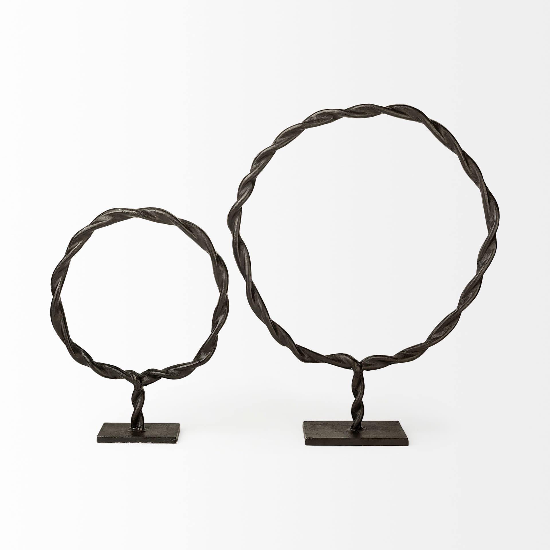 Rizwan (Large) Black Aluminum Braided Circular Object — product photograph