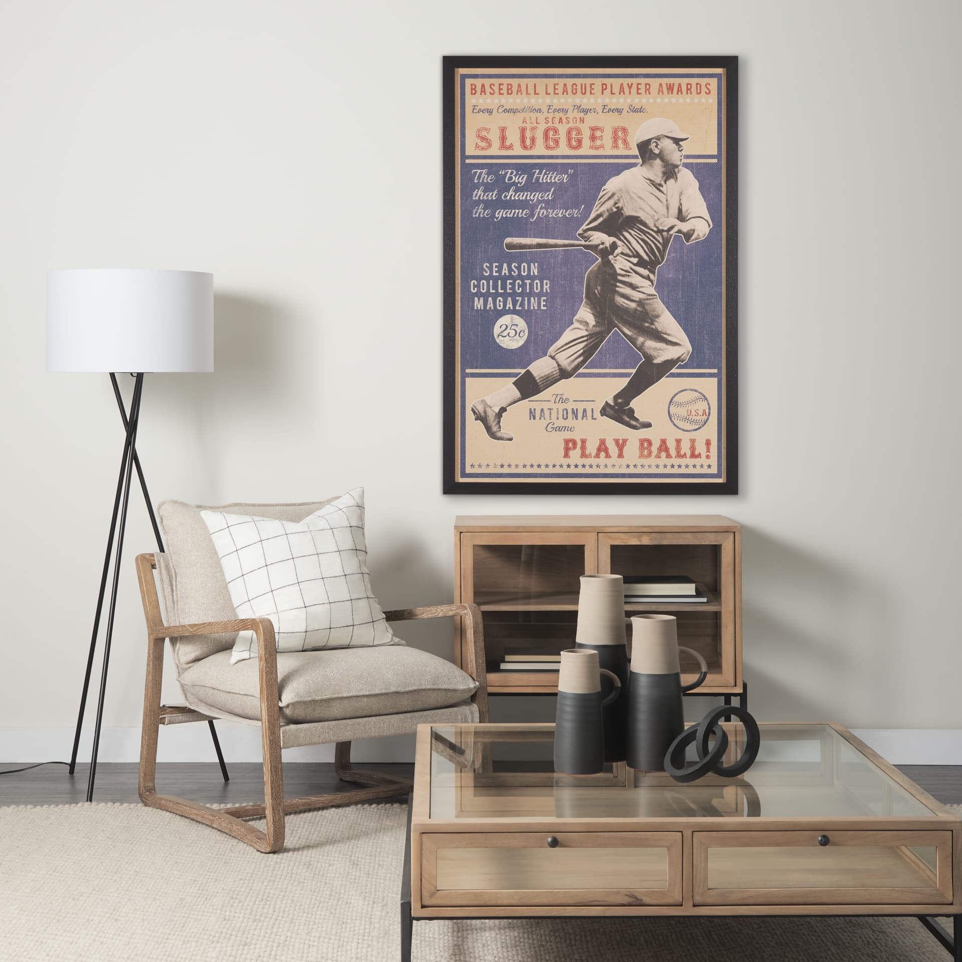 Play Ball by The Vintage Collection a Hand Embellished Framed Art Print — in a styled room
