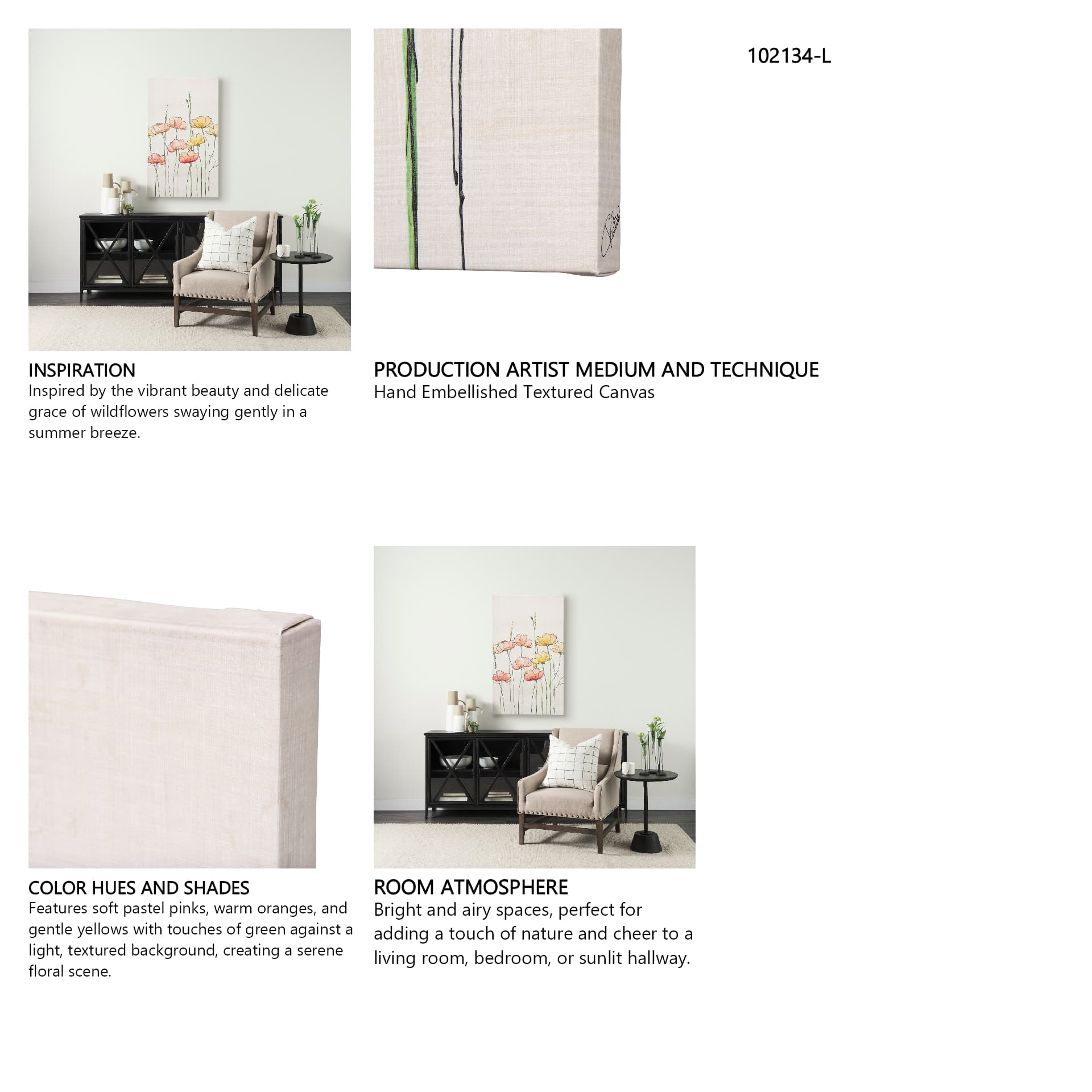 Meadow flowers by Mercana Studio a Hand Embellished Textured Canvas — in a styled room