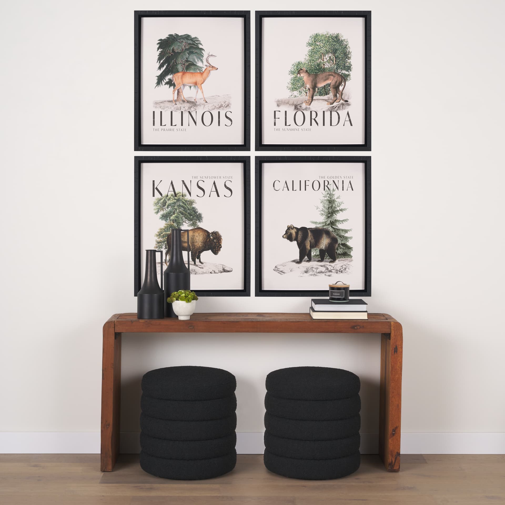 Travel Guide - Kansas by Vintage Collection a Hand Embellished Textured Framed Art Print — in a styled room