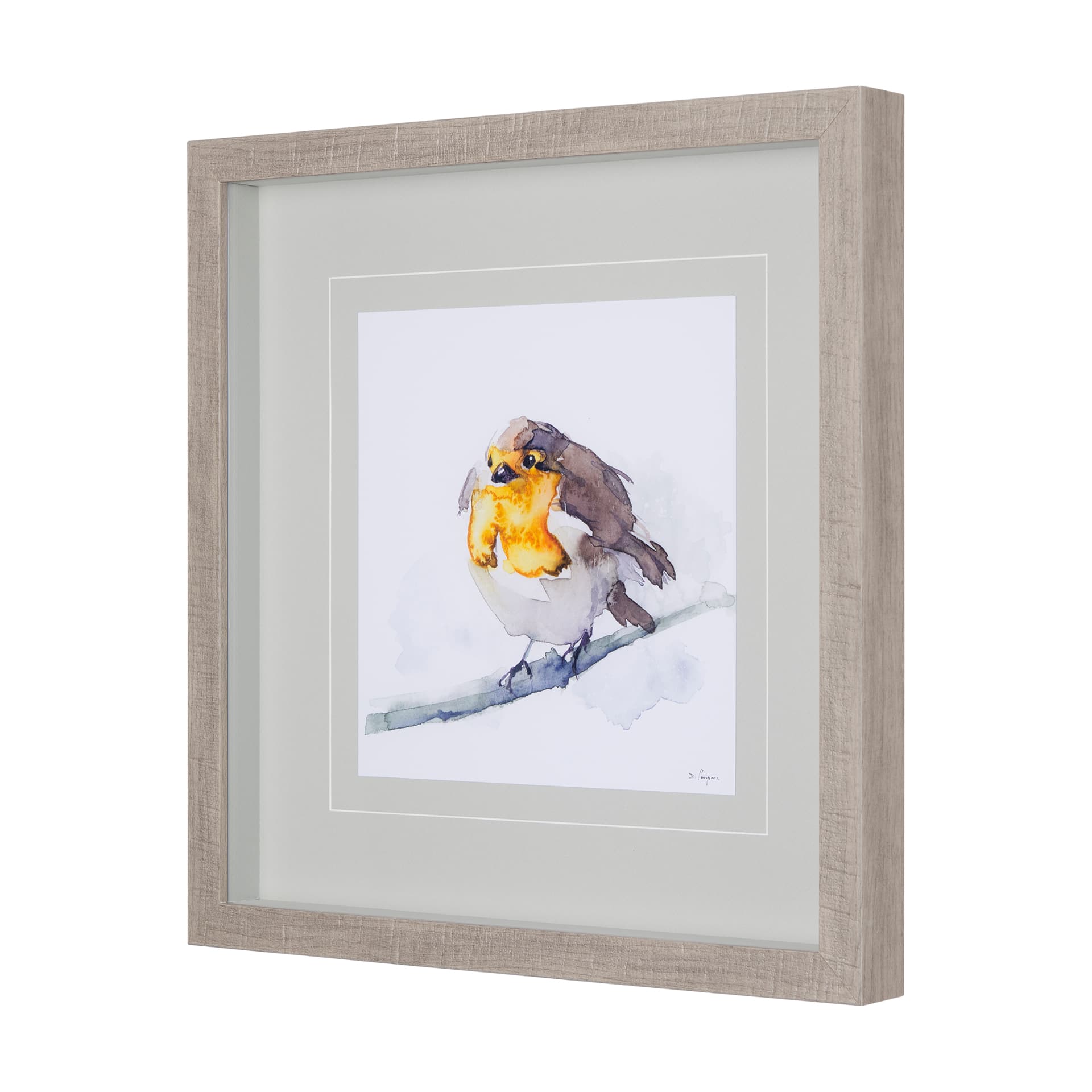 Robin III by Mercana Studio a Hand Embellished Textured Framed Art Print Matted under Glass — product photograph