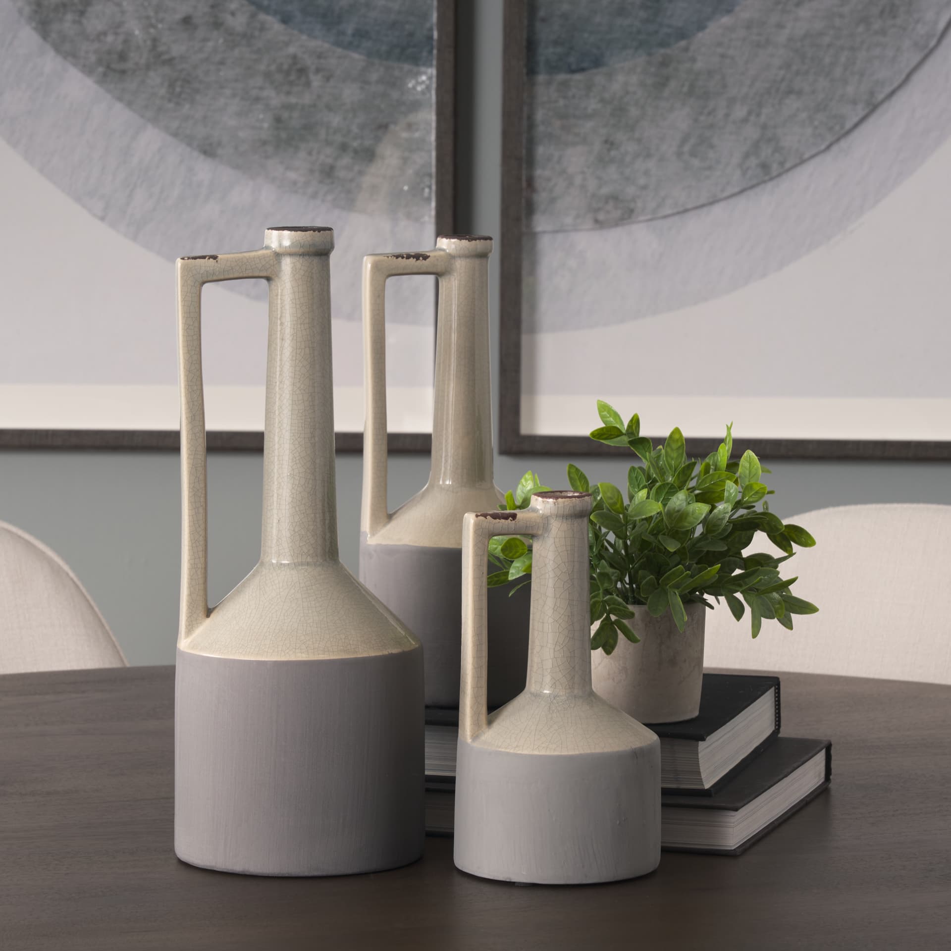 Burton 10.2H Small Two Tone Gray Ceramic Jug Vase — product photograph