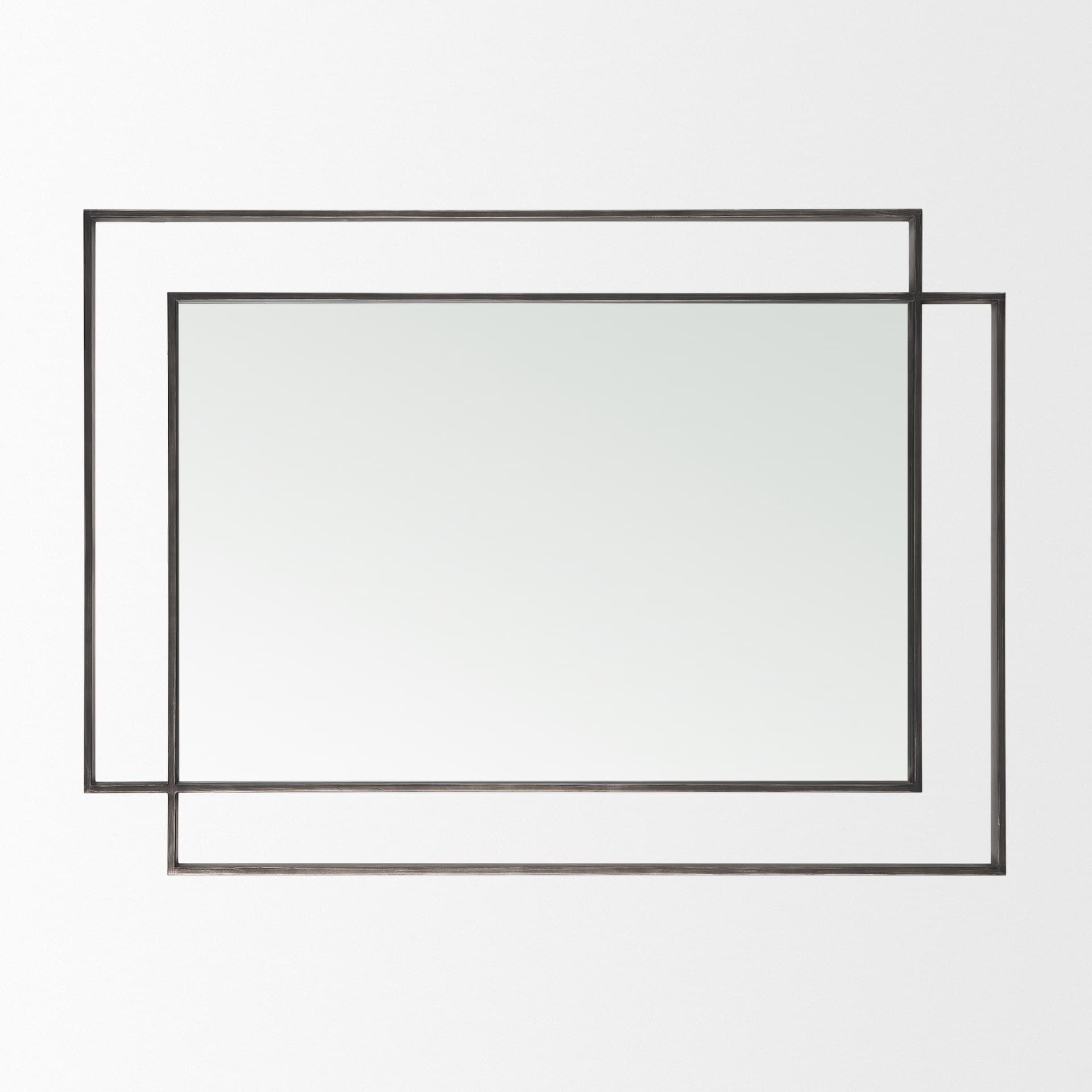 Tiva Rectangular Dual Metal Frame Gunmetal Mirror — product photograph