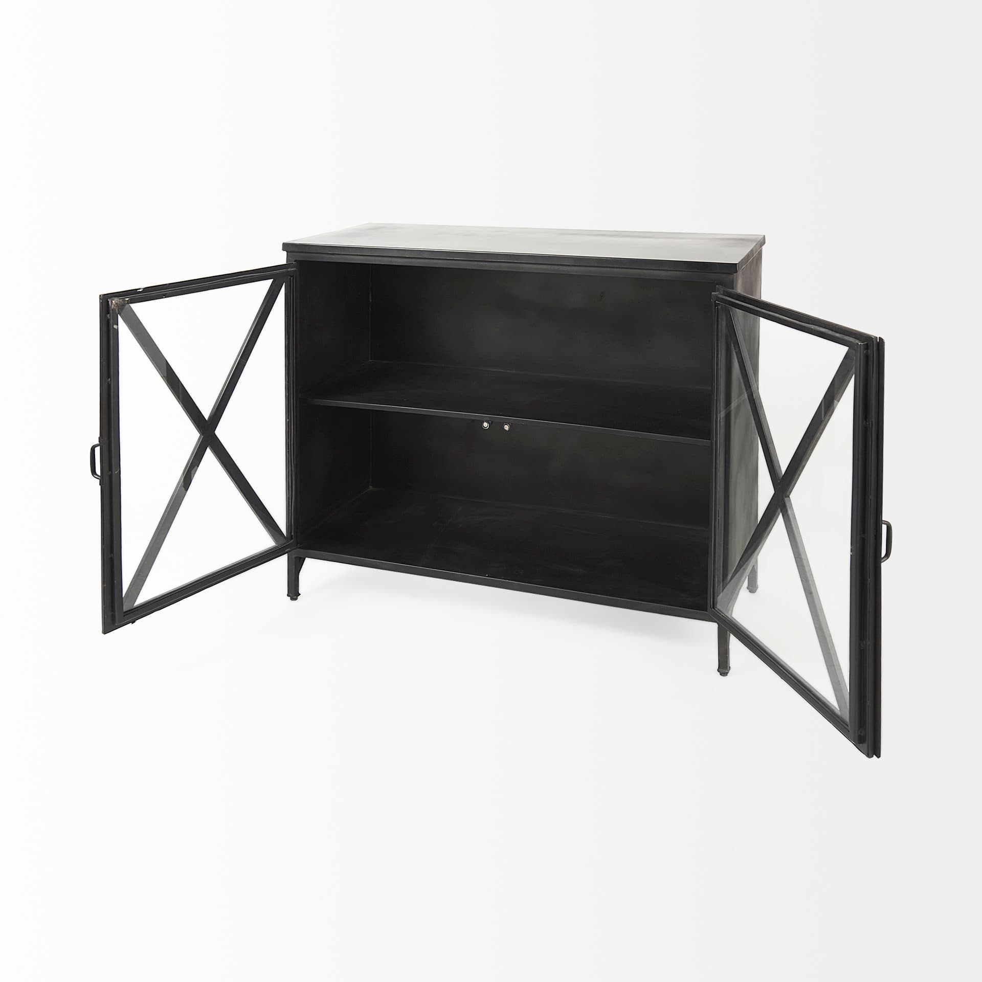 Poppy III 40L x 16W Black Metal With Glass Door Accent Cabinet — product photograph
