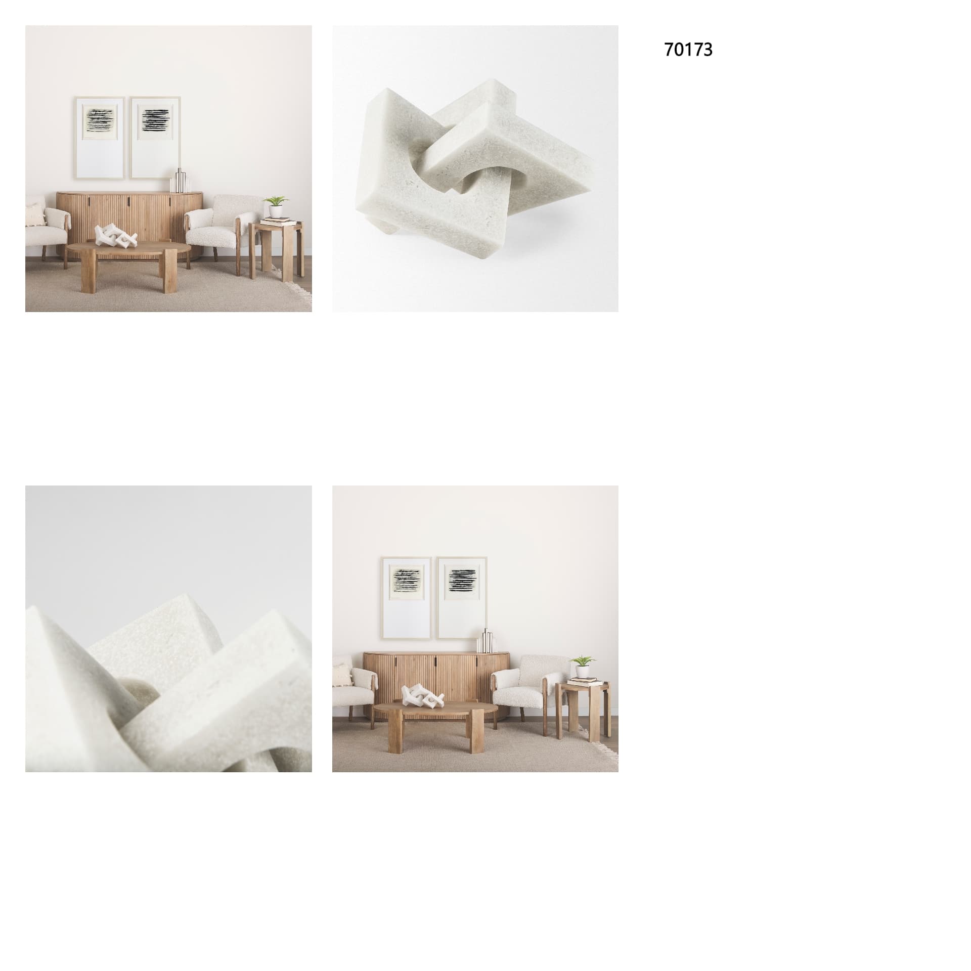 Linx Small Granite Resin Sculpture Decorative Object — in a styled room