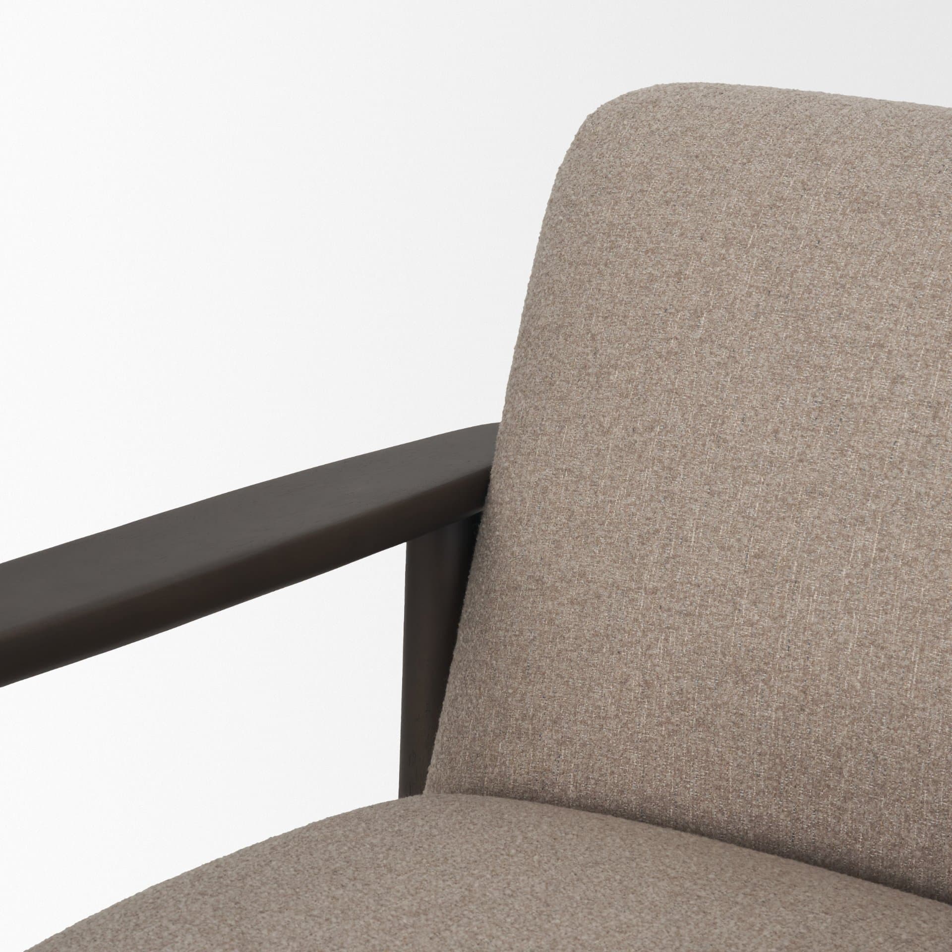 Willmar Textured Mushroom Gray Fabric Espresso Brown Wood Accent Lounge Chair — product photograph