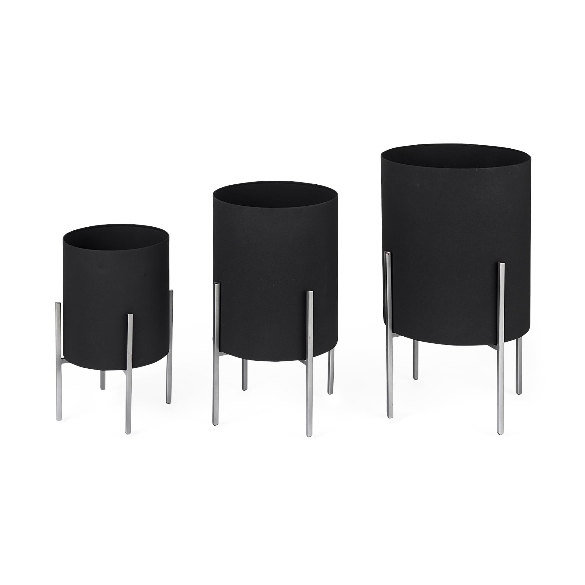 Claypoole (Set of 3) Black Plant Stands — product photograph