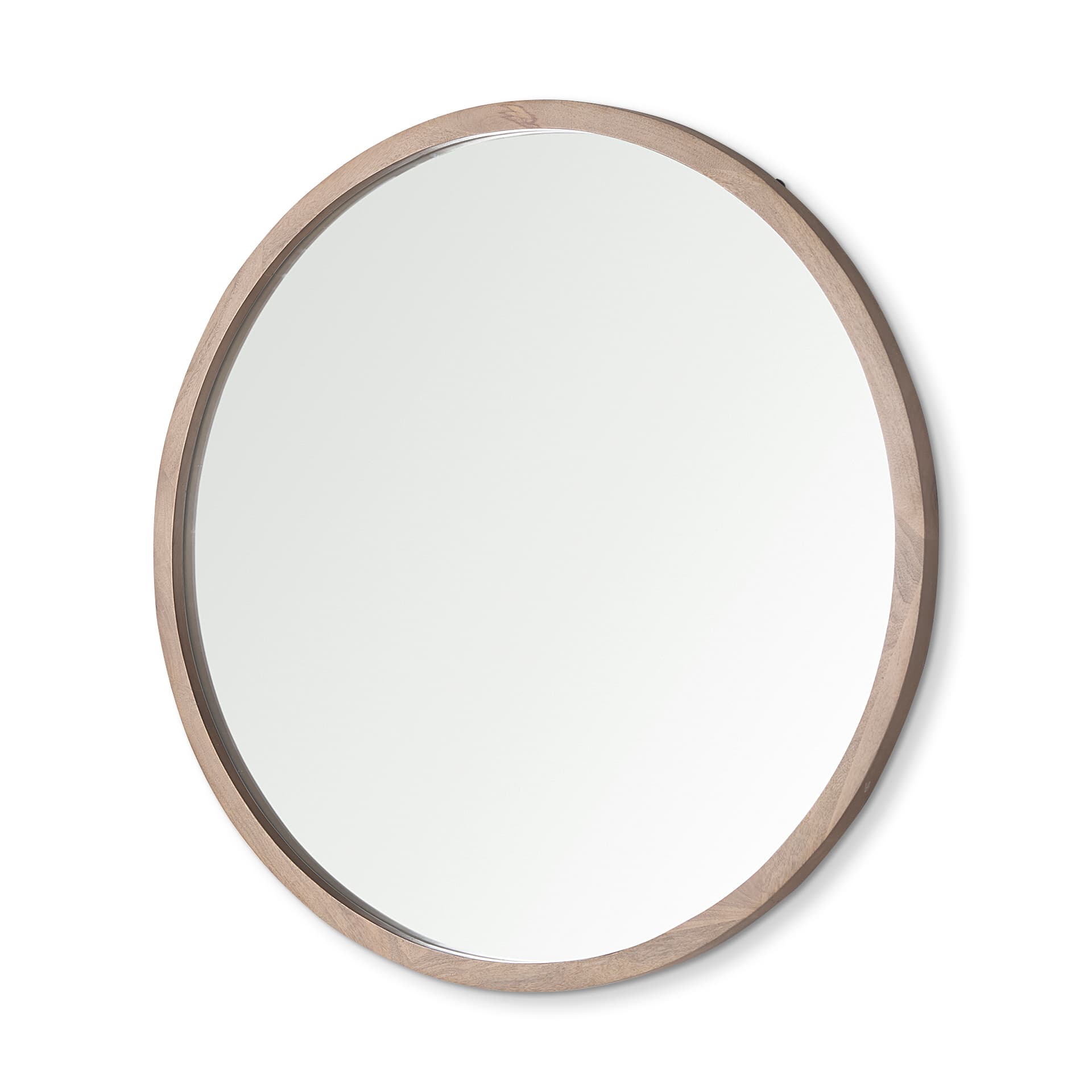 Gambit 46" Round Light Brown Wood Frame Wall Mirror — product photograph