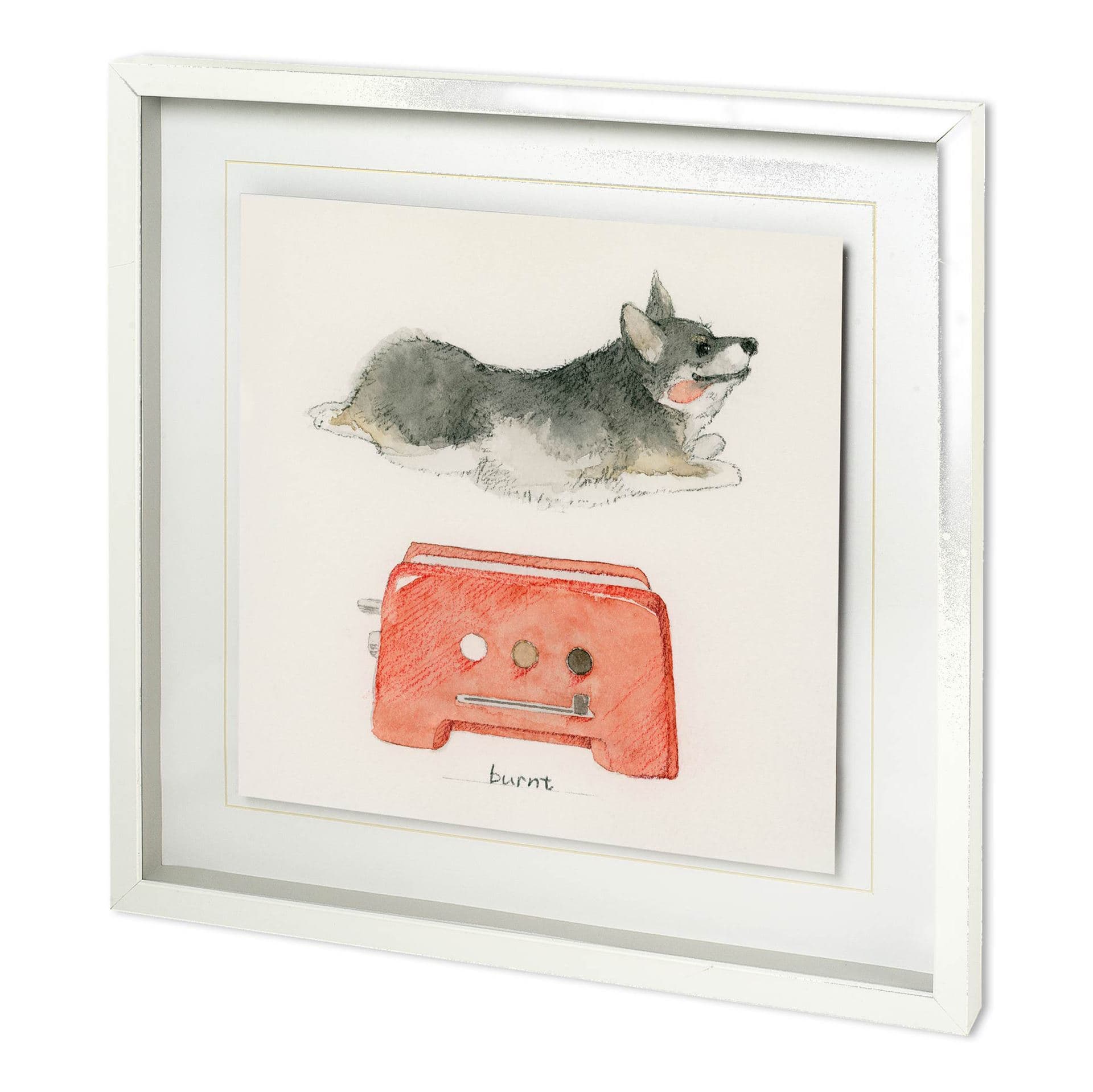Corgi's Backery III by Mercana Studio Hand Embellished Textured Framed Art Print Matted under Glass — product photograph
