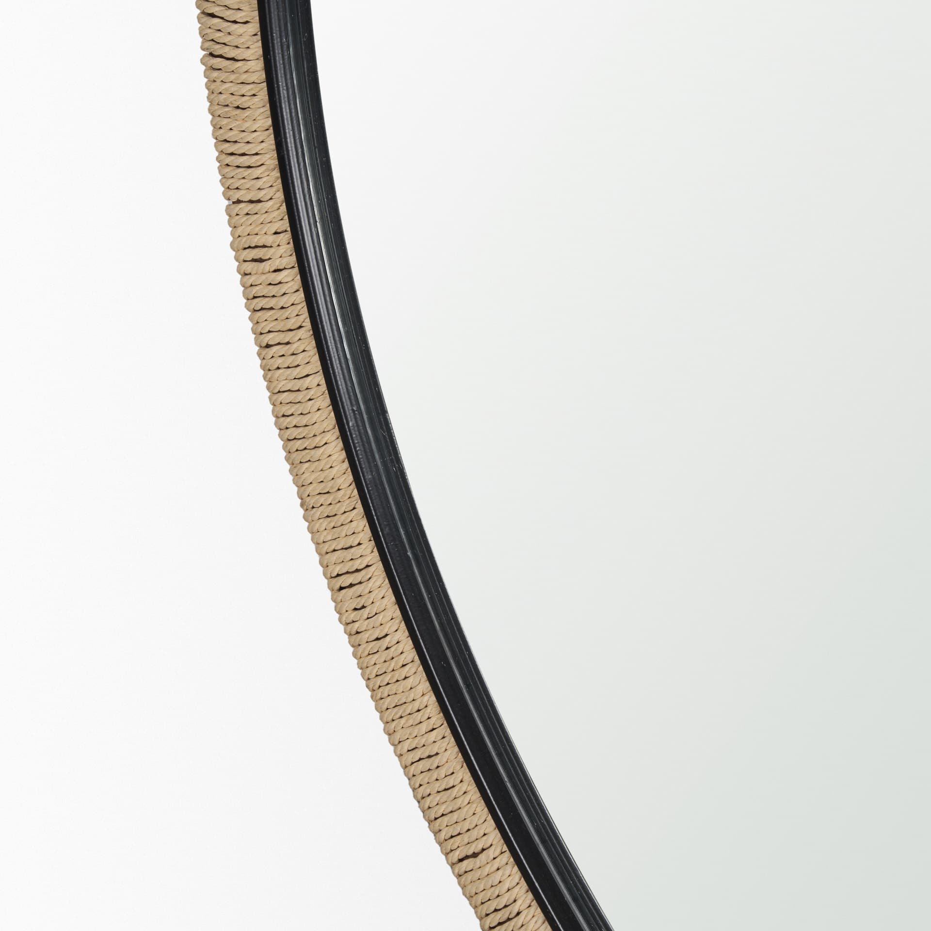 Vasie Black Wood w/ Jute Round Mirror — product photograph