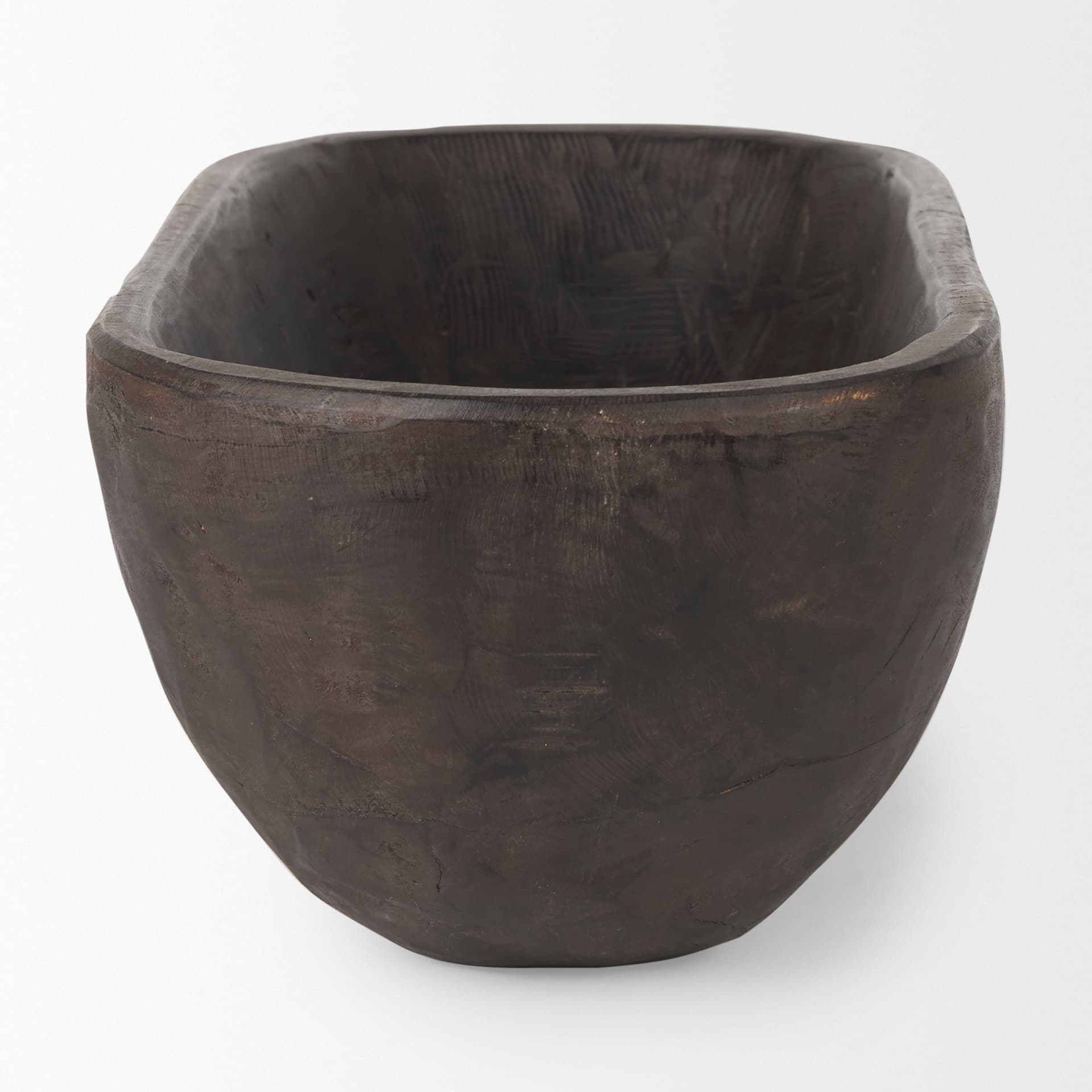 Athena Extra Large Oblong Black-Brown Reclaimed Wood Bowl — product photograph