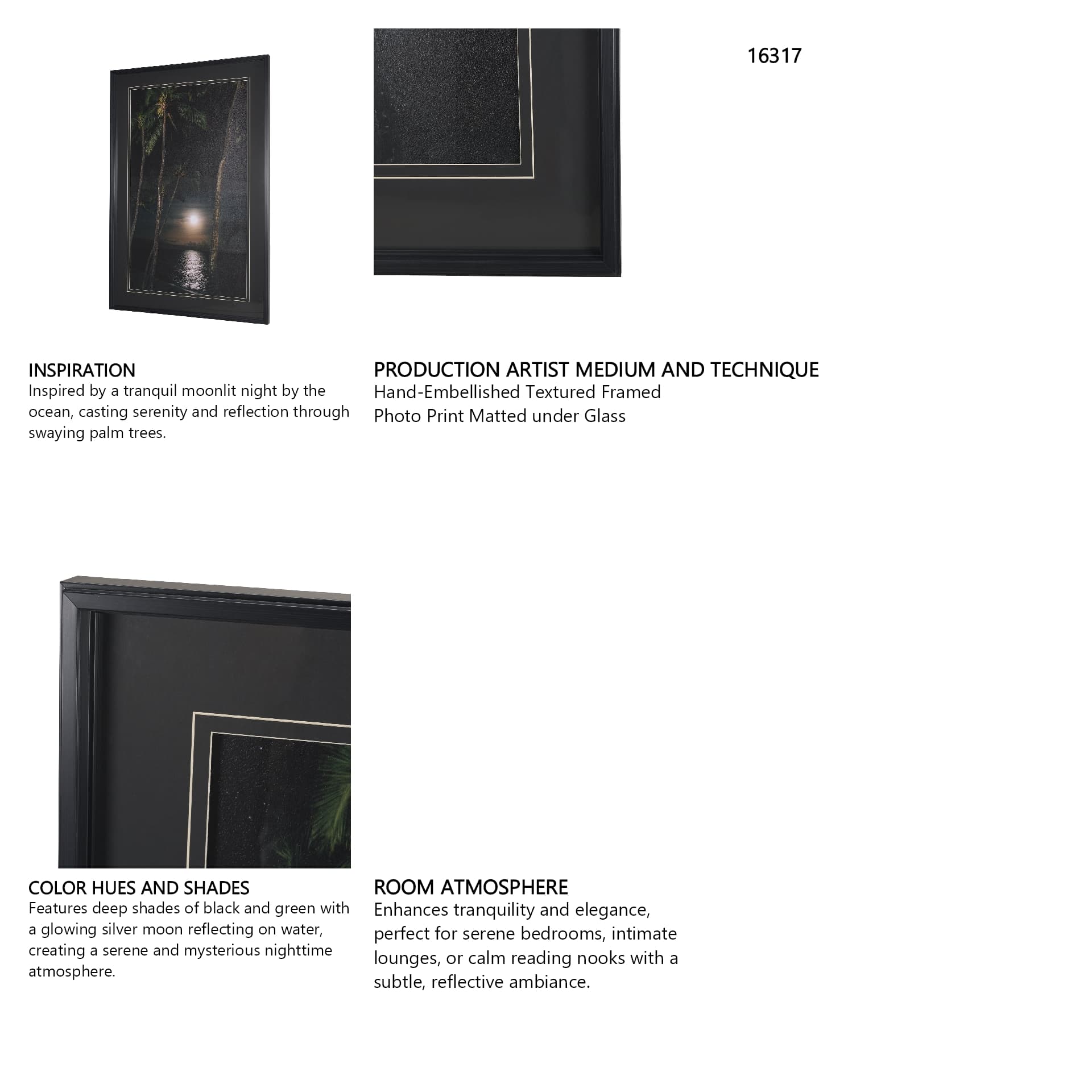 Maui Moonlight by Stefan and Audrey Hand-Embellished Textured Framed Photo Print Matted under Glass — product photograph