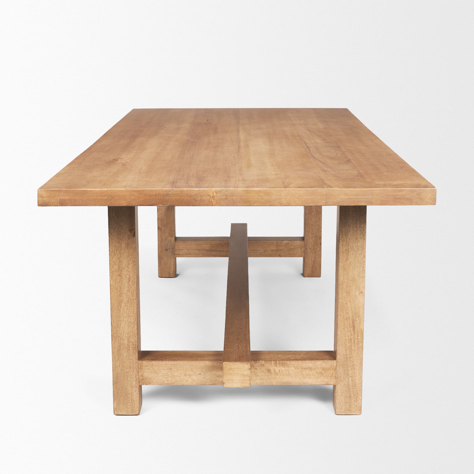 Suke 84"L x 42"W Rectangular Trestle Dining Table | Natural Wood | Seats 8 — product photograph
