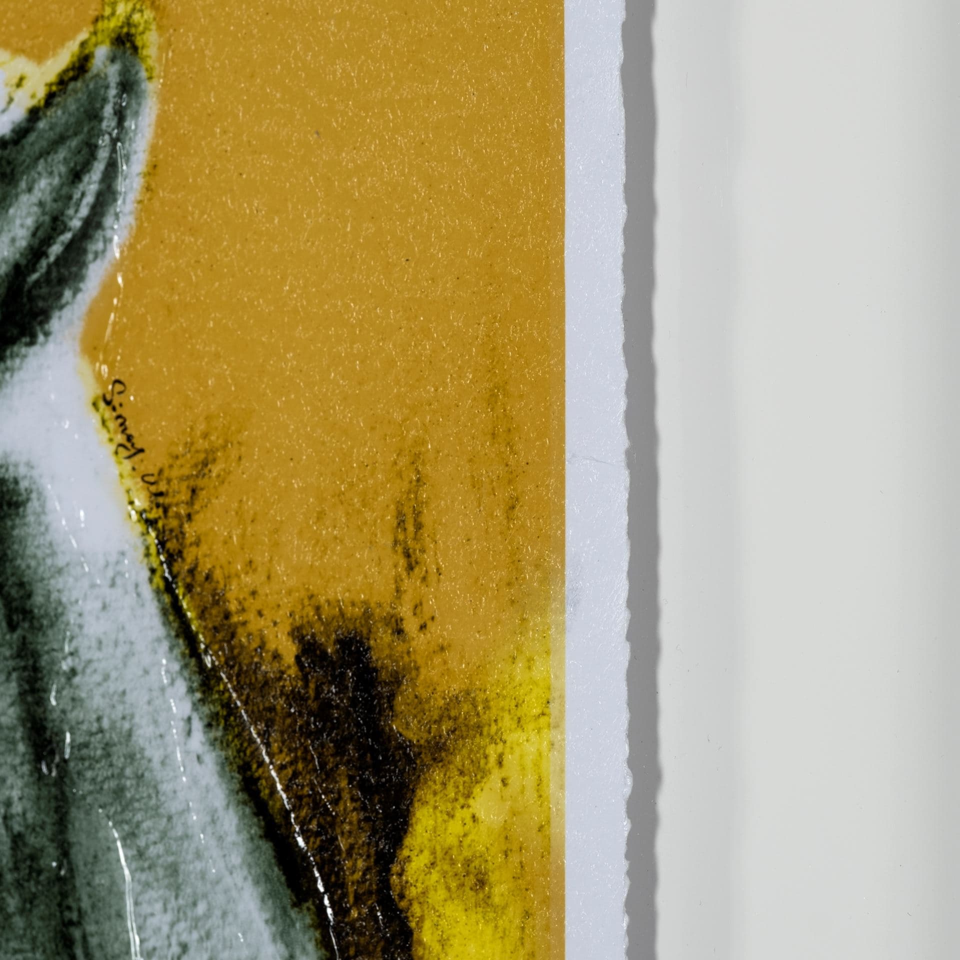 Rhino Yellow by Mercana Studio a Hand Embellished Textured Framed Art Print Matted under Glass — product photograph