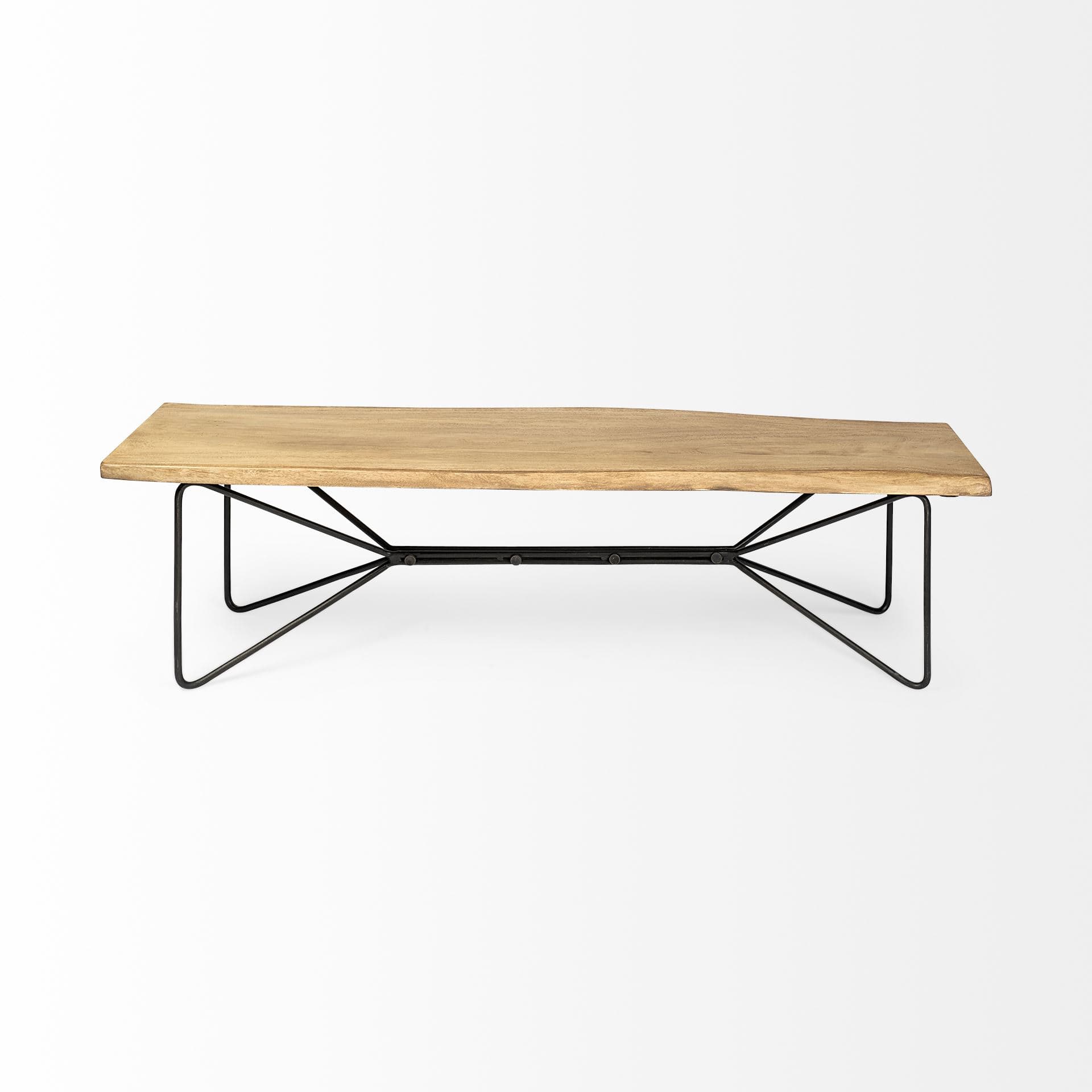 Papillion III 66L x 16W Blonde Wood And Iron Dining Bench — product photograph