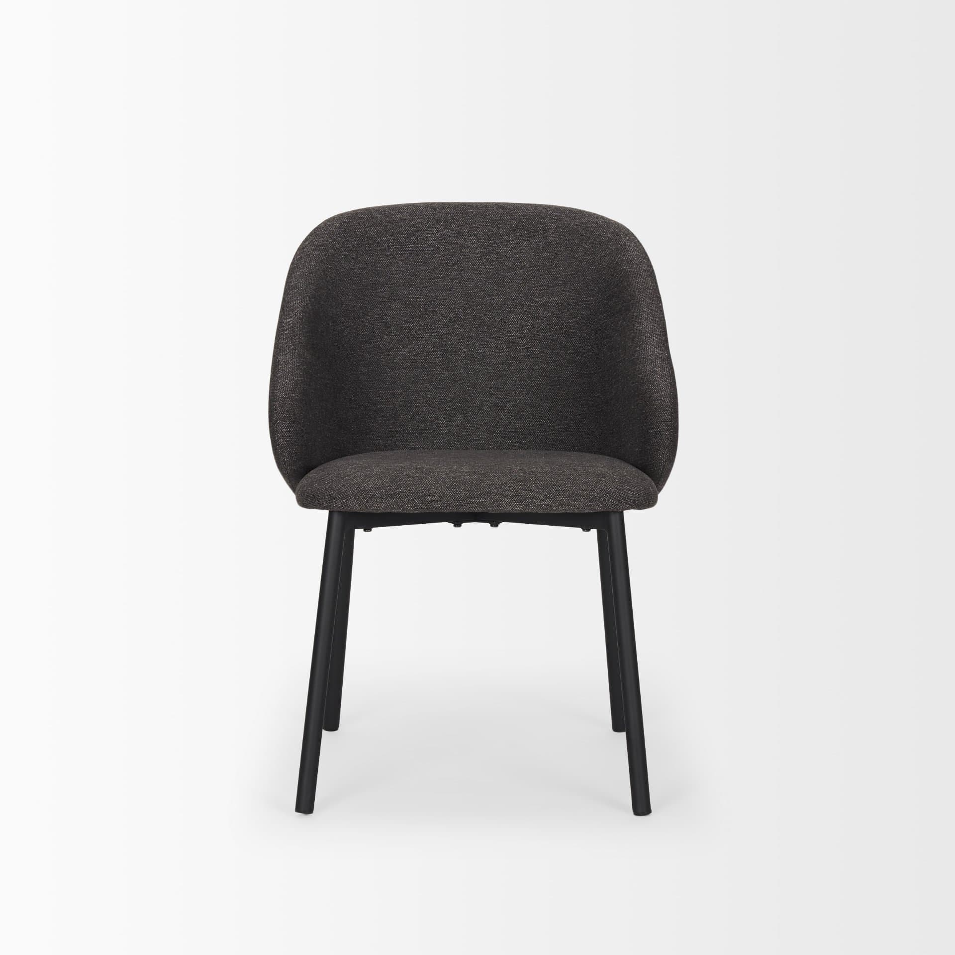 Shannon Contoured Back Dining Side Chair | Gray Fabric w/ Metal — product photograph