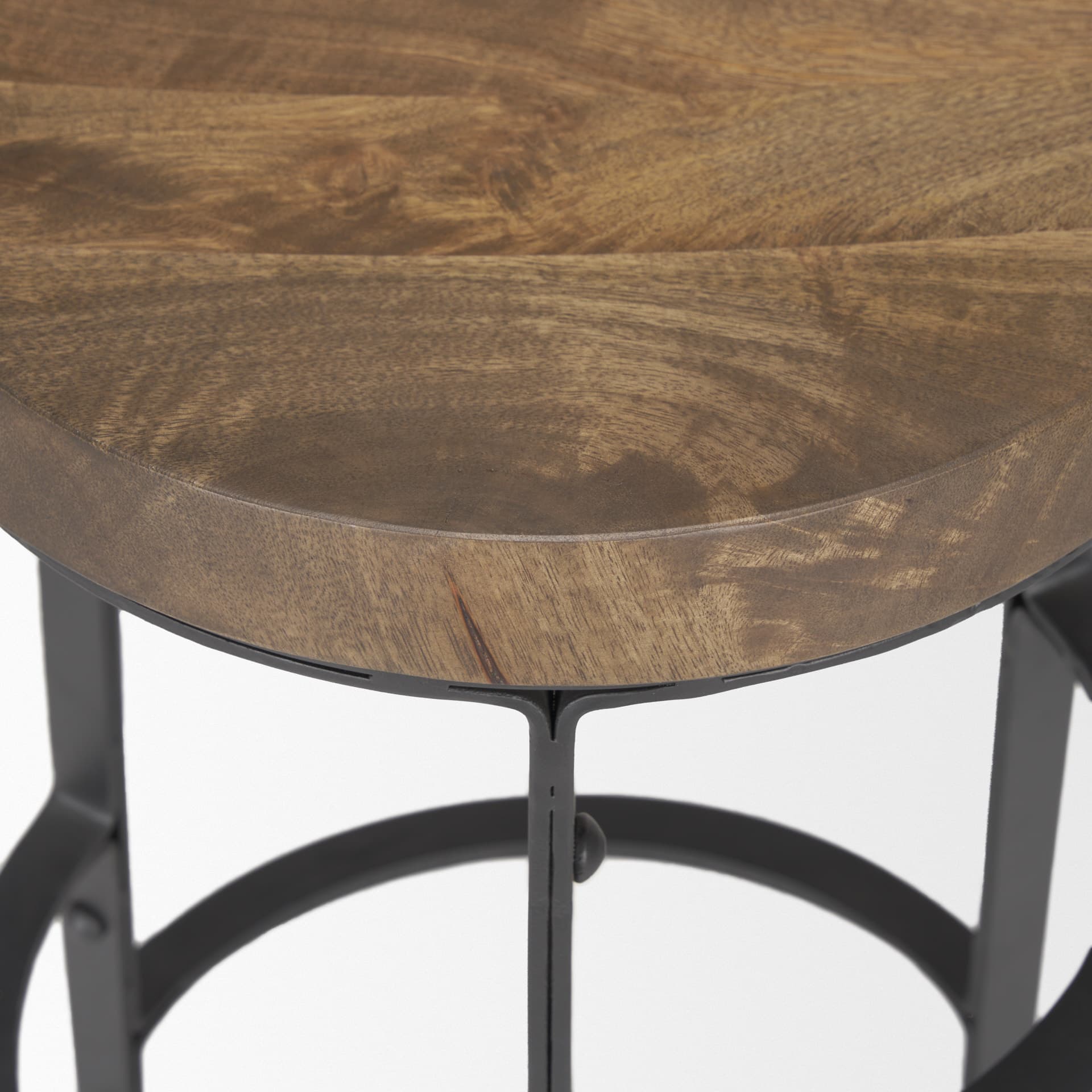 Neo Backless 26.3in Seat Counter Stool | Brown Wood w/ Black Metal — product photograph