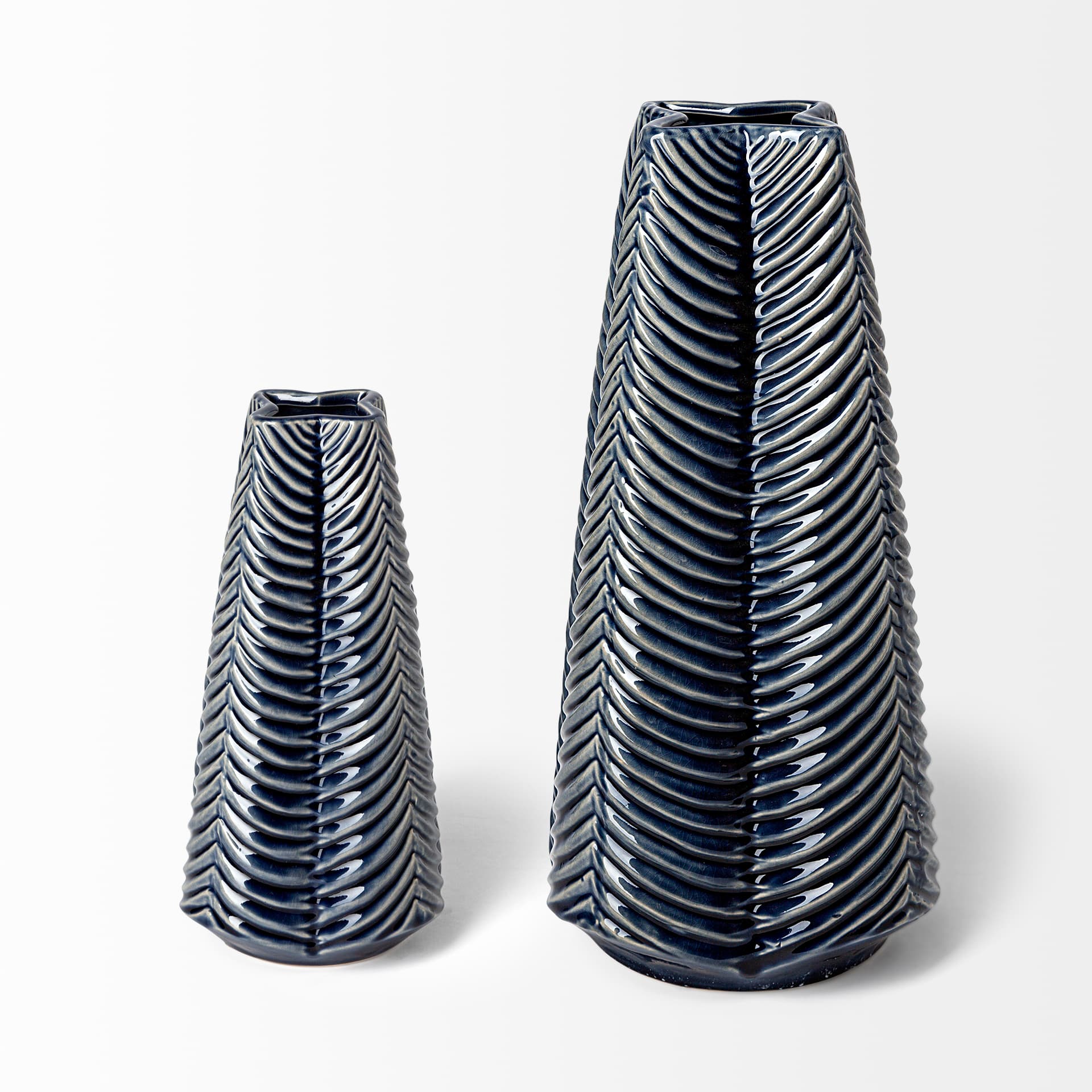Bashir I Small Dark Navy Gloss Ceramic Vase — product photograph