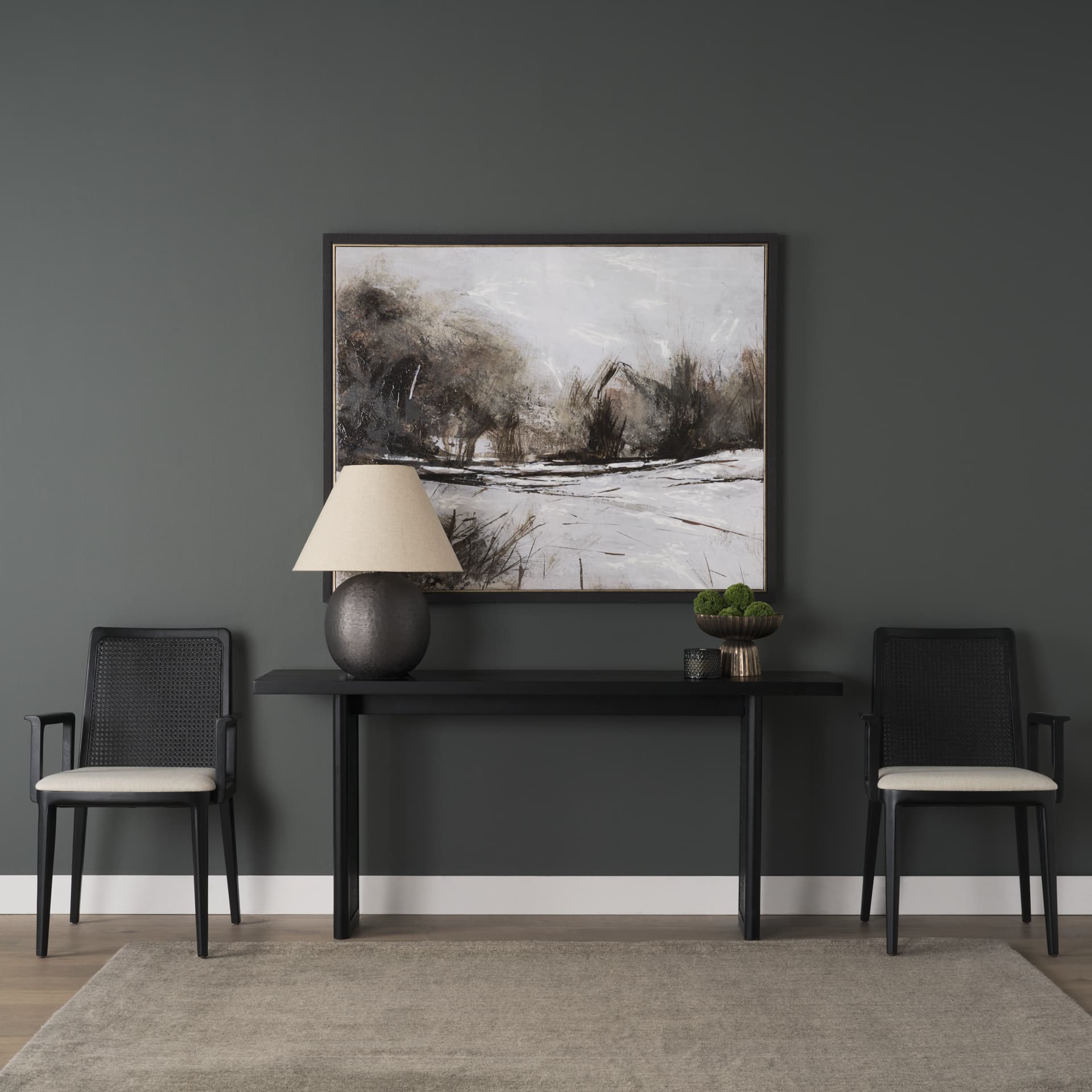 Quiet Horizons II by Mercana Studio Hand-Embellished Textured Framed Canvas Artwork — in a styled room