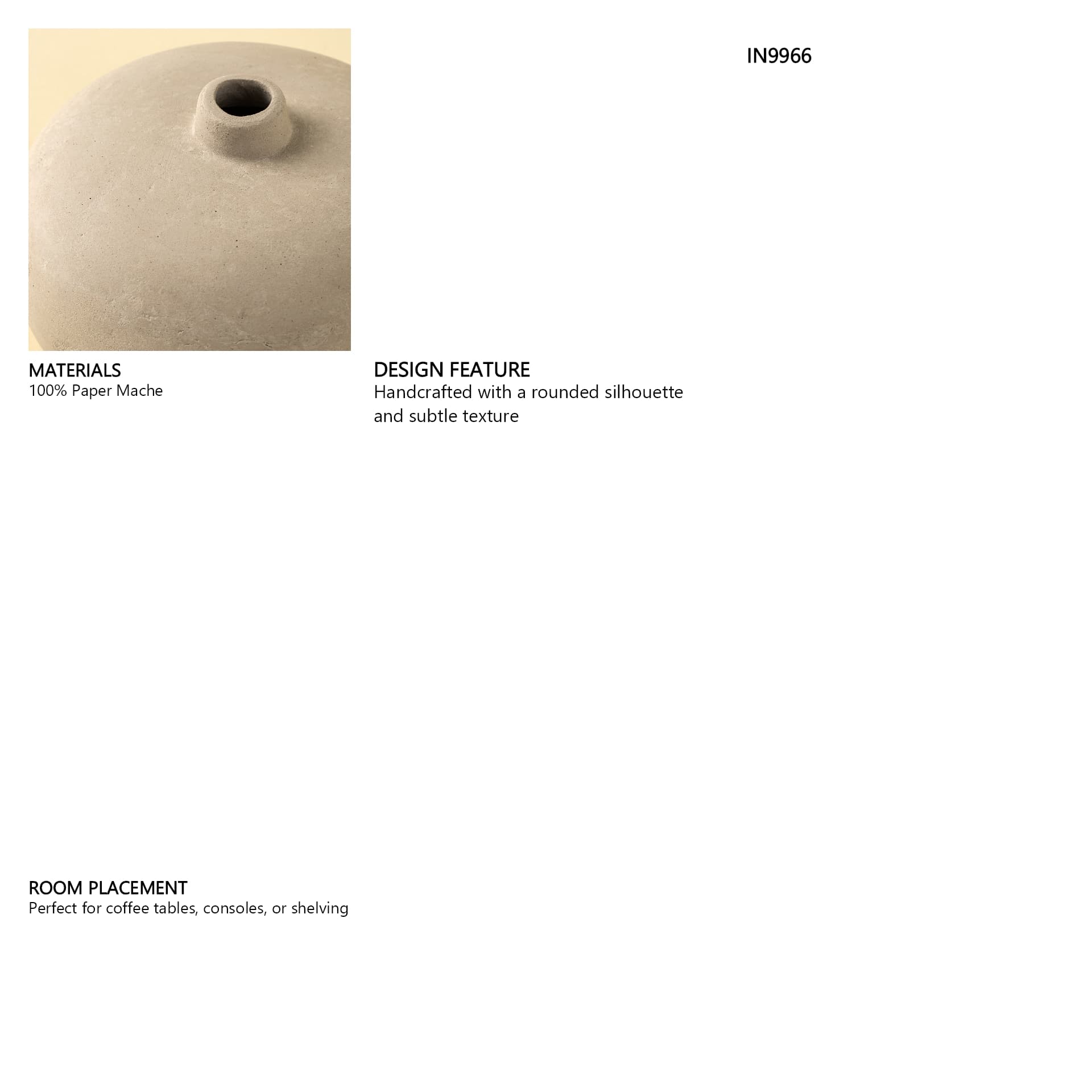 Rotunda Paper Mache Vase — in a styled room