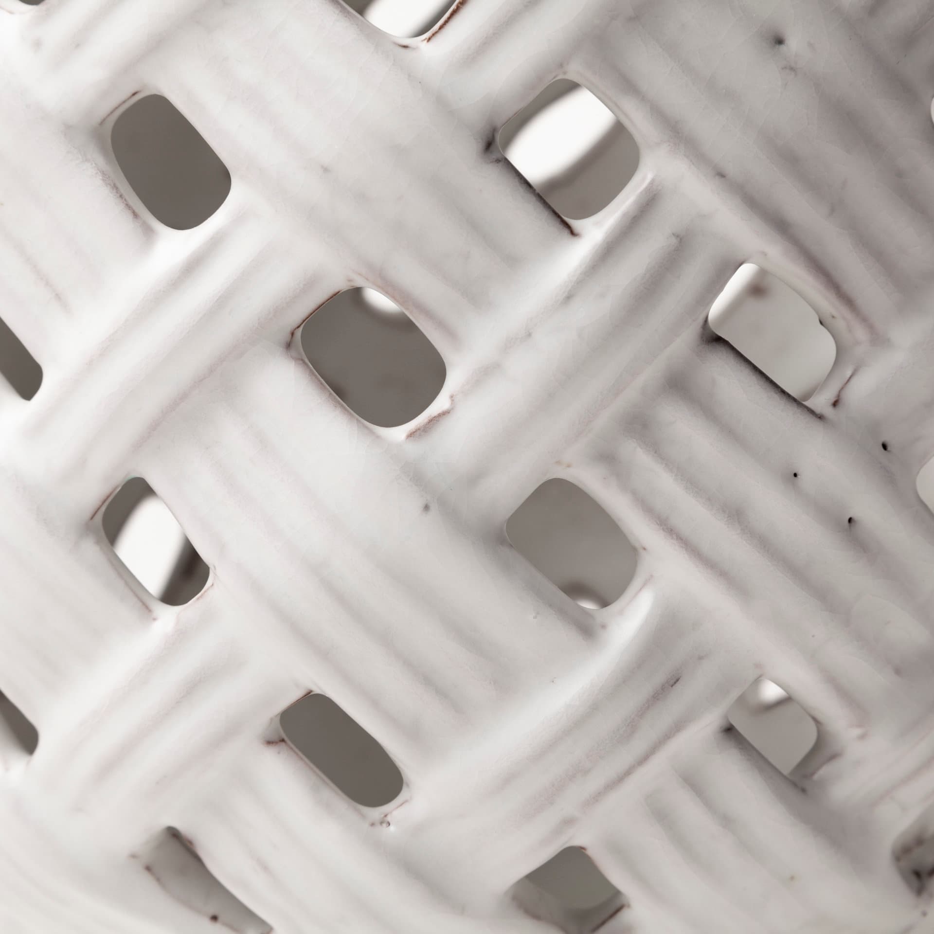 Forillon I Short White Glazed Lattice Pattern Vase — product photograph