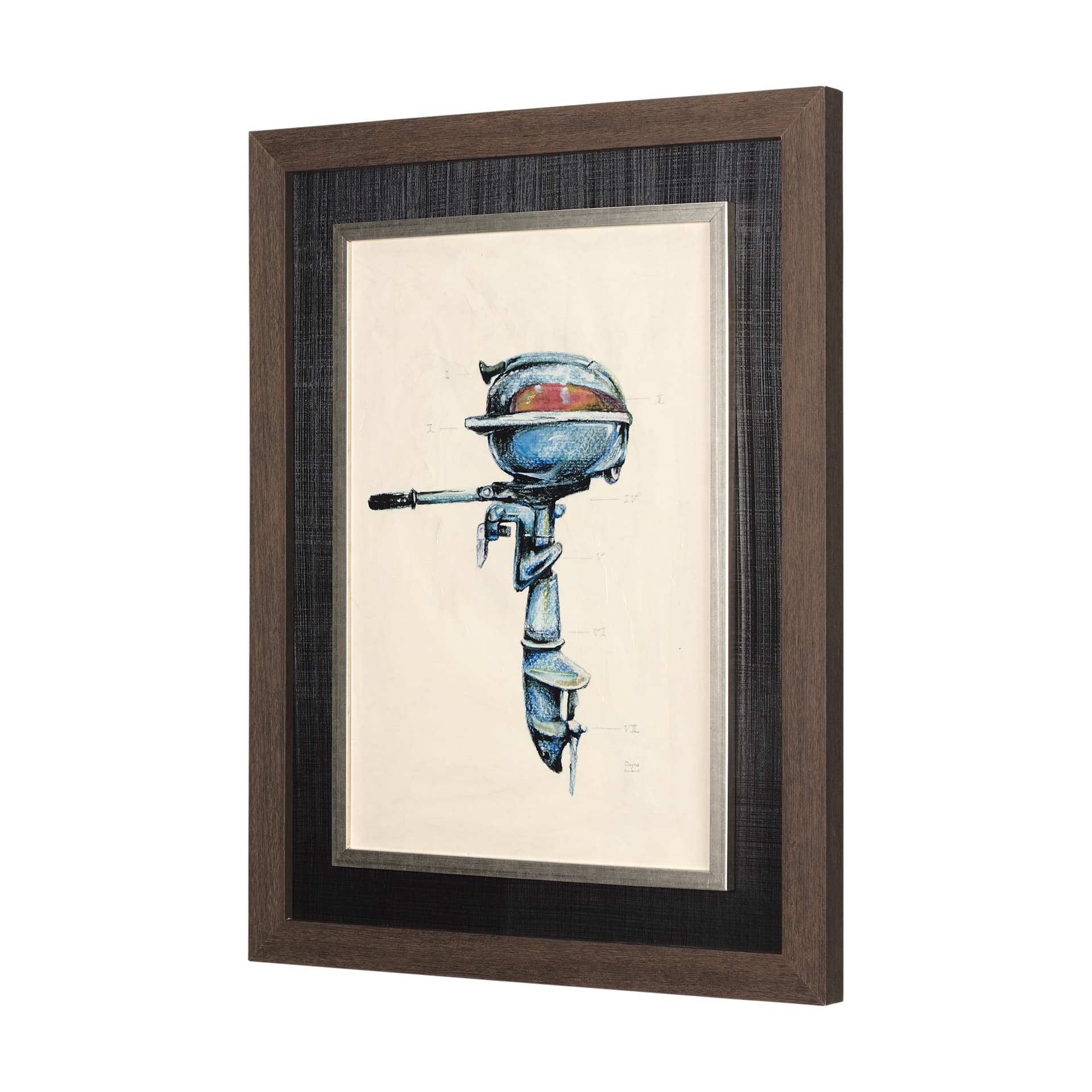 Vintage Motor I by Mercana Studio a Hand Embellished Textured Framed Art Print — product photograph