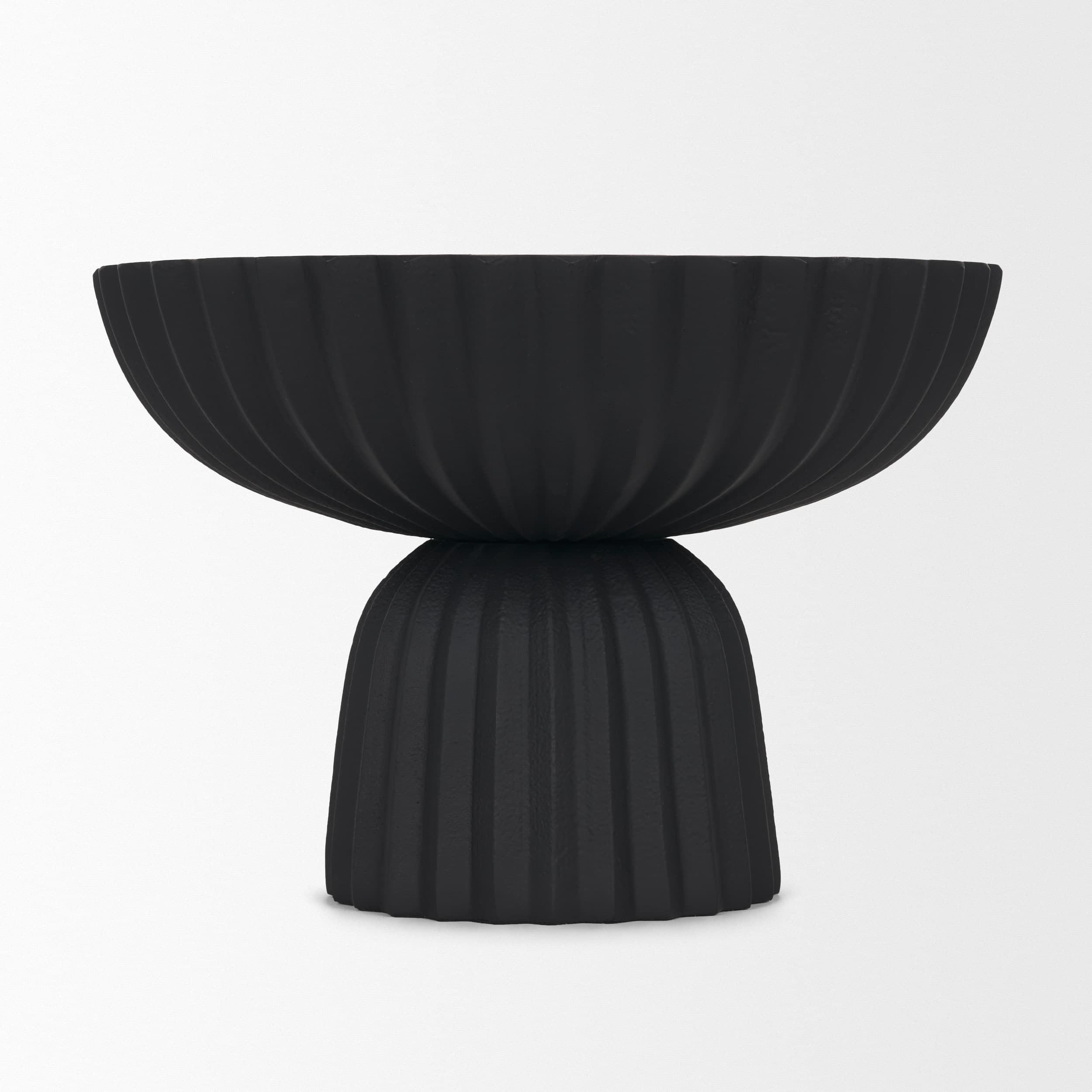Ciaran Smooth Fluted Matte Black Metal Decorative Bowl — product photograph