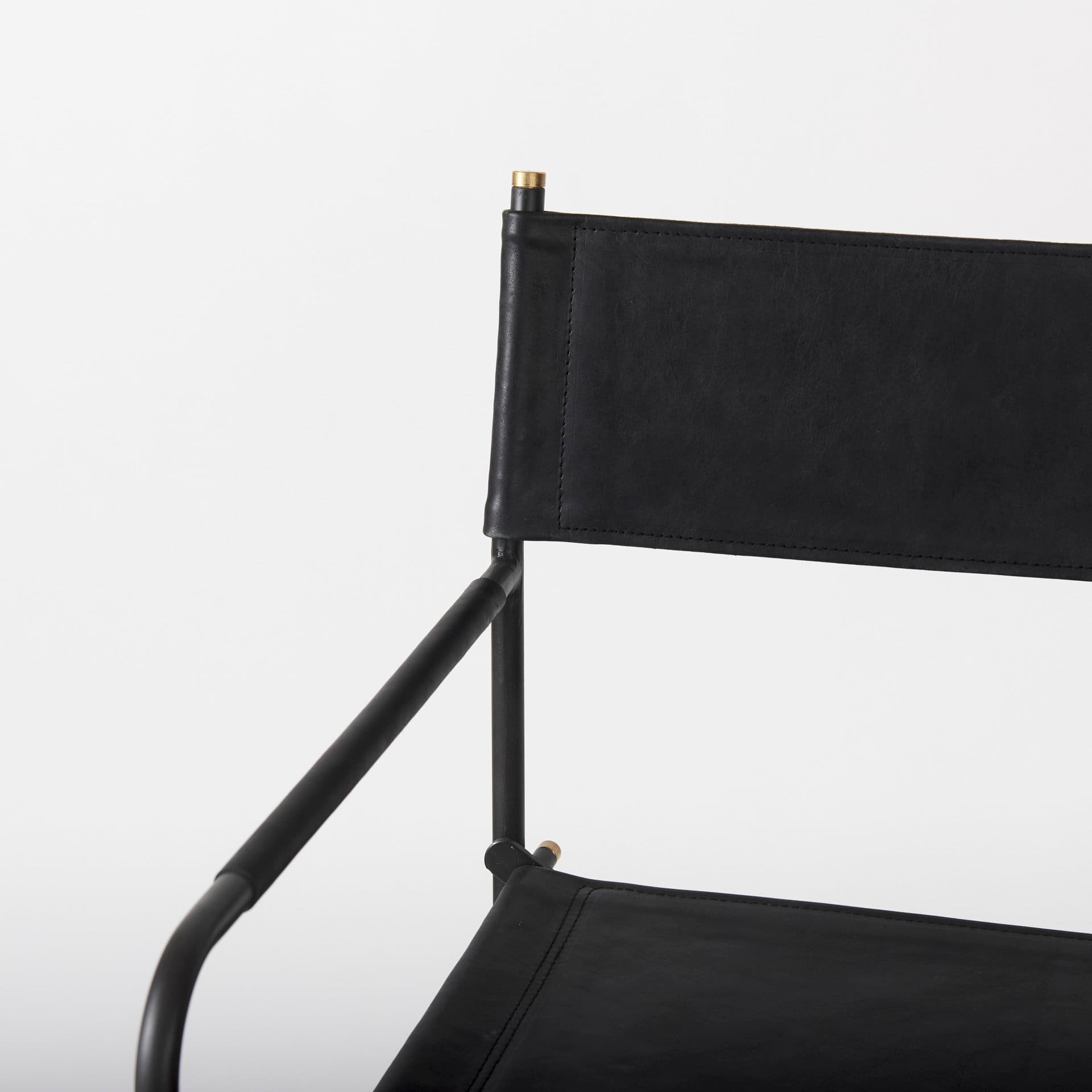 Direttore Backless 44.1in Seat Bar Stool | Black Leather w/ Black Iron — product photograph