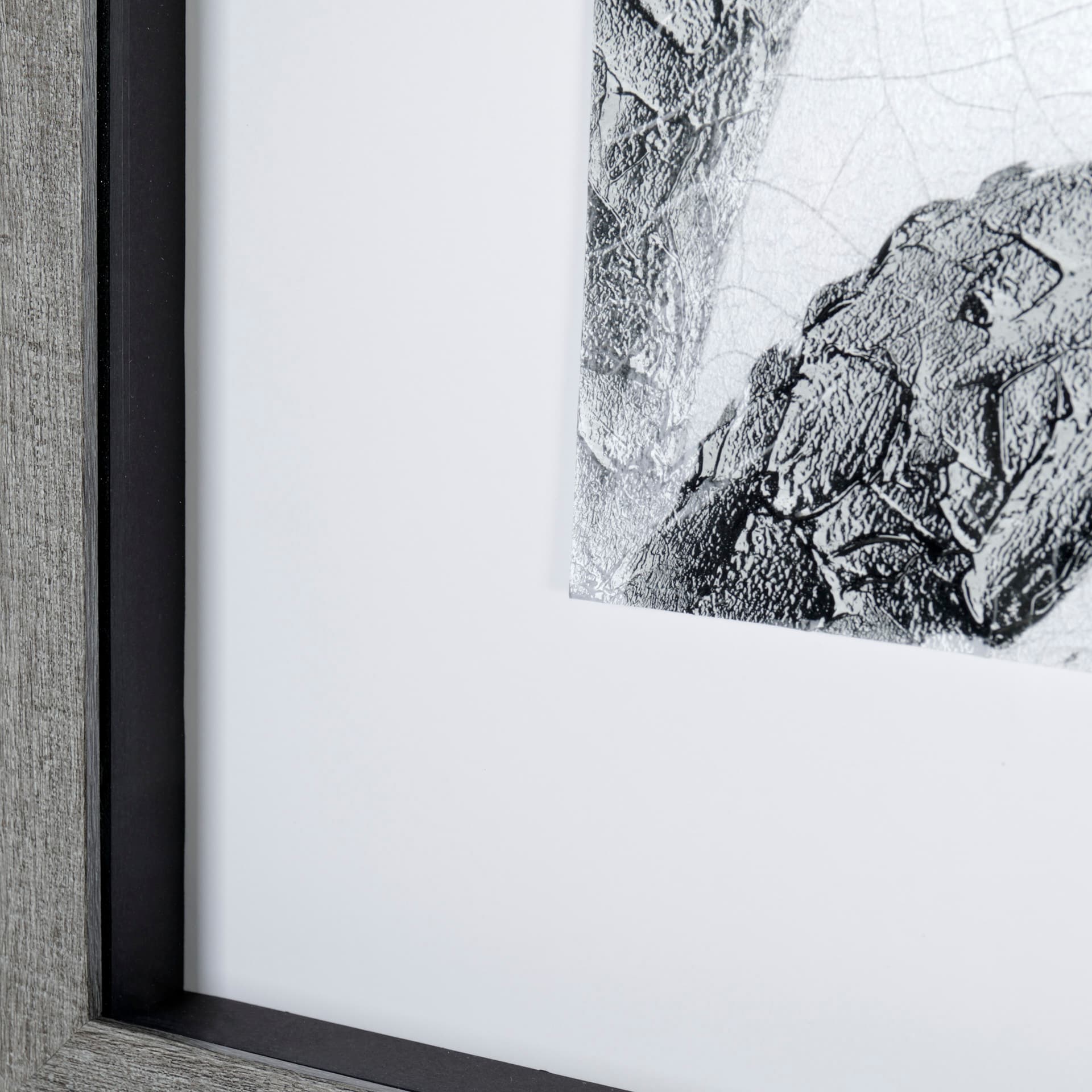 Yang (White) by Mercana Studio a Hand Embellished Textured Framed Art Print Matted under Glass — product photograph