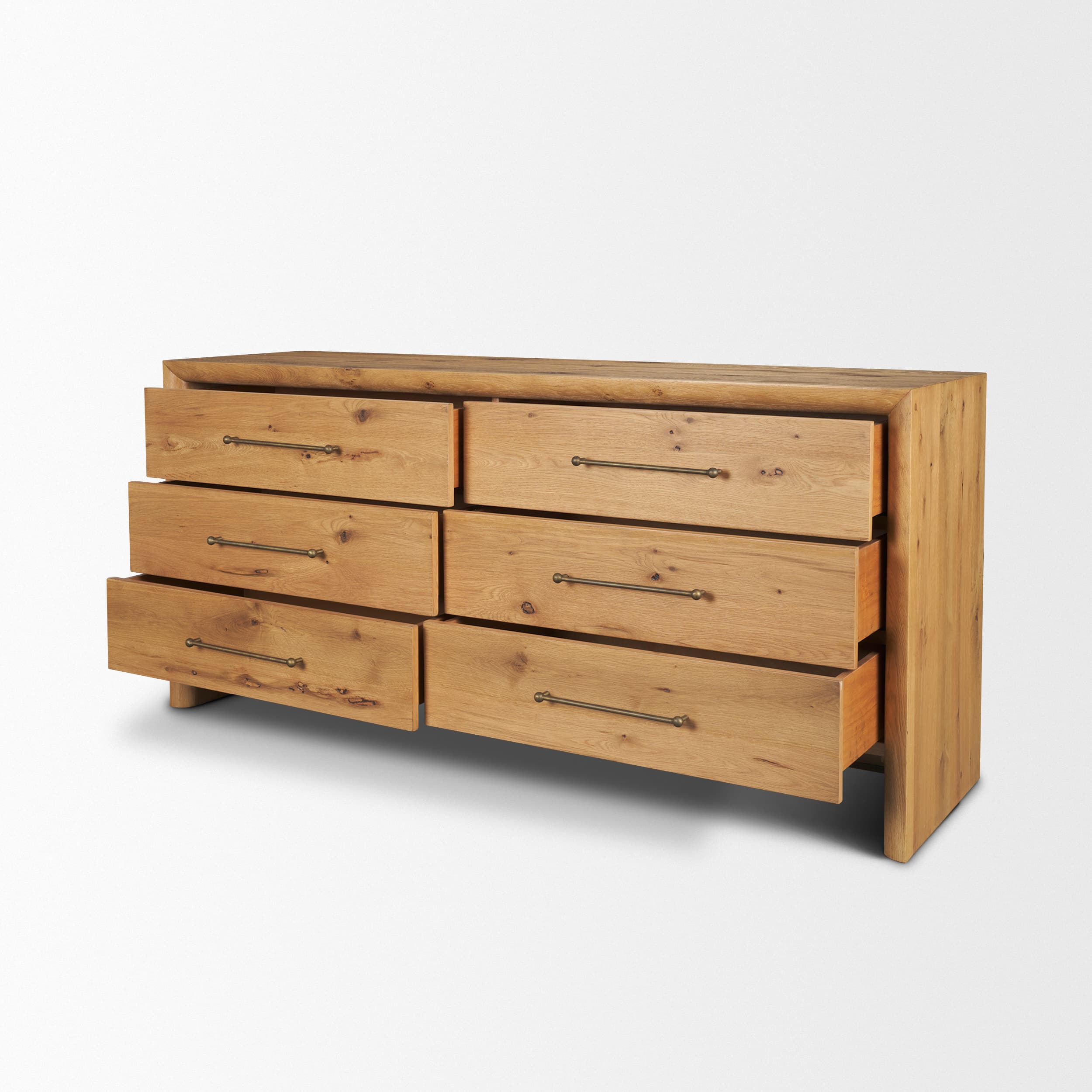 Belford 6-Drawer Light Brown Oak Wood Dresser — product photograph